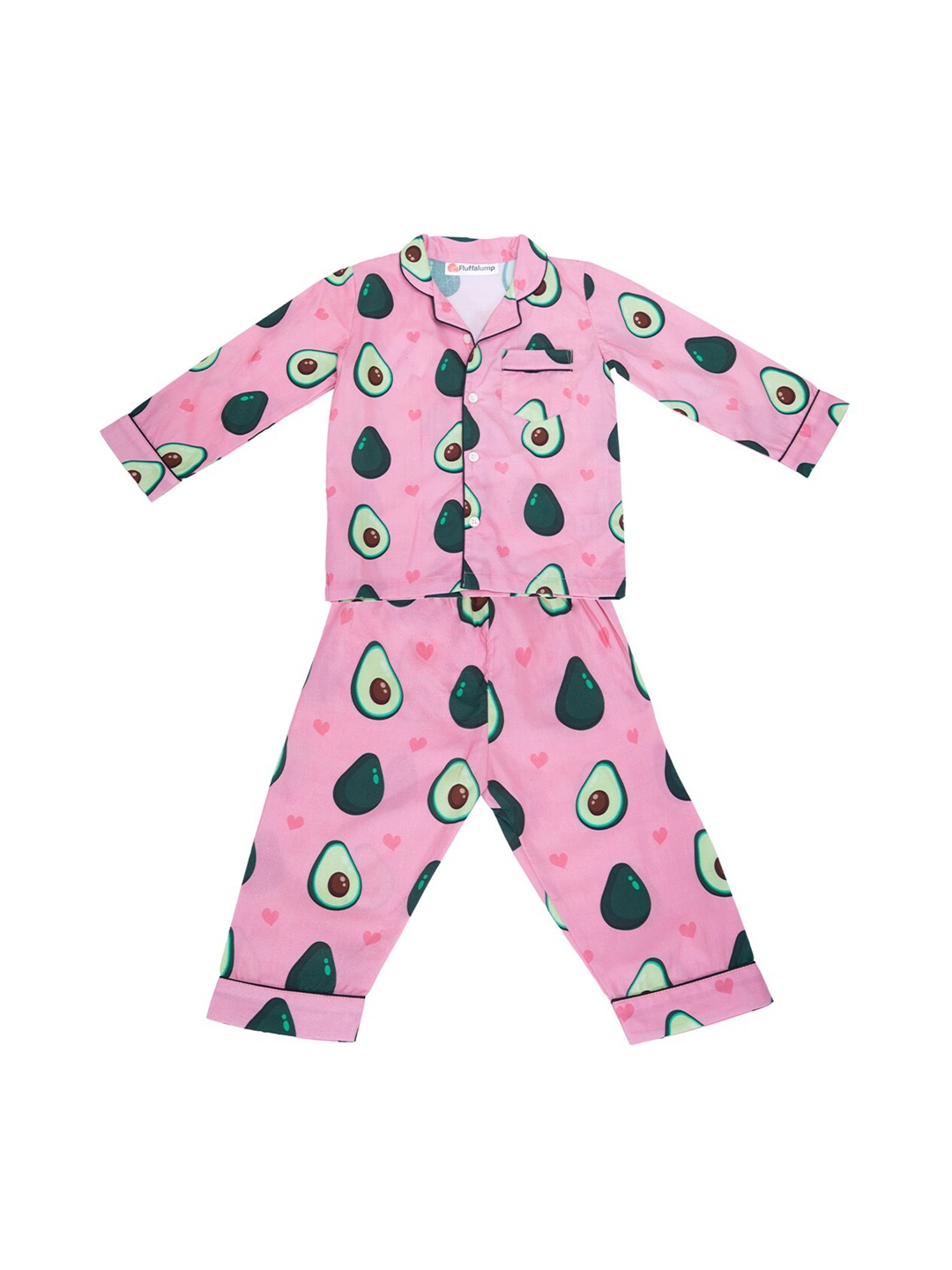 

Fluffalump Infants Kids Conversational Printed Pure Cotton Night Suit, Pink