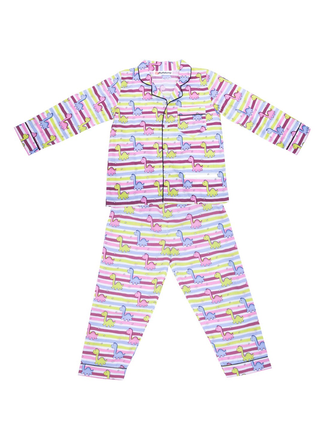 

Fluffalump Kids Conversational Printed Pure Cotton Night Suit, Purple