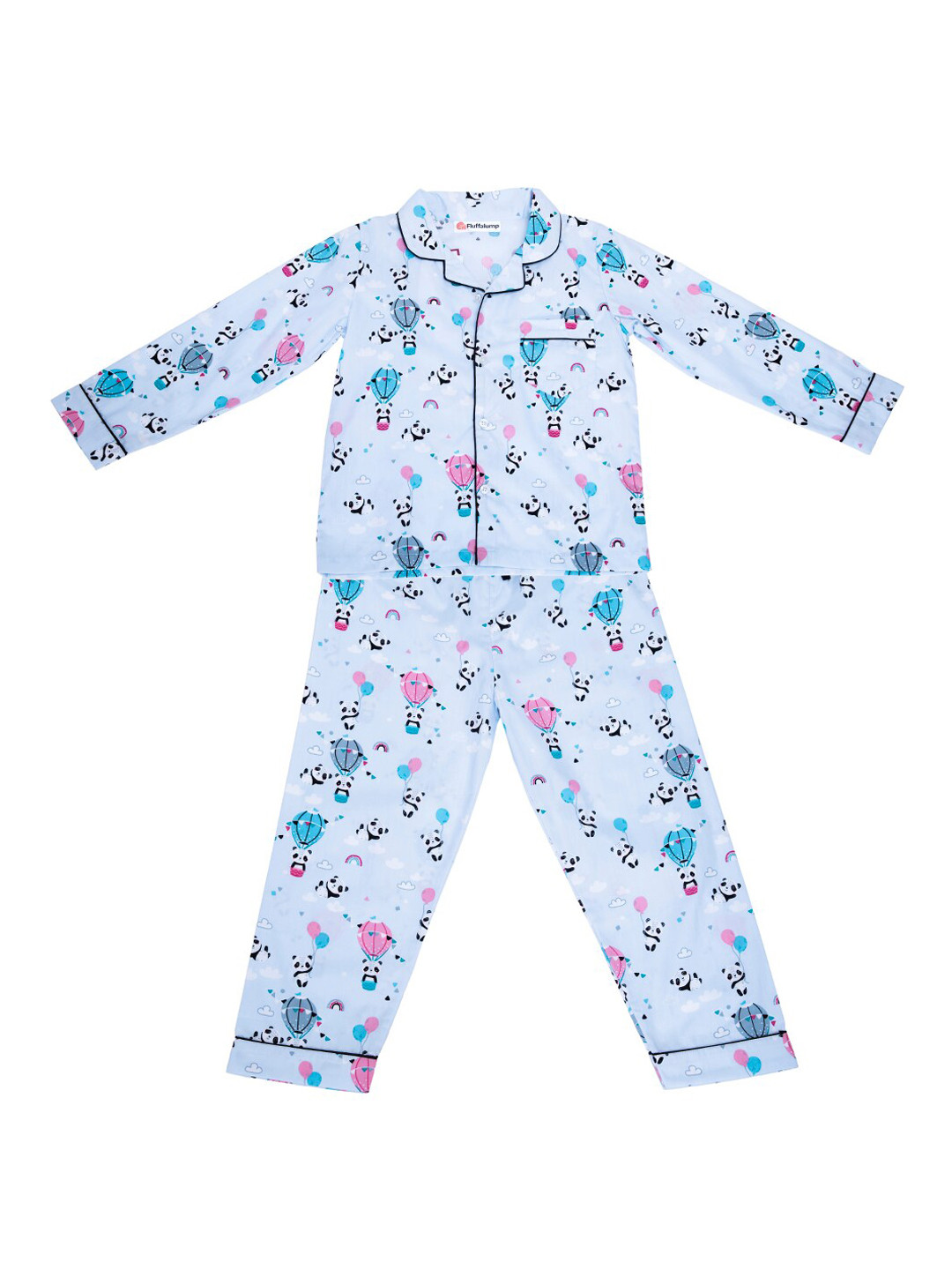 

Fluffalump Kids Conversational Printed Pure Cotton Night Suit, Blue