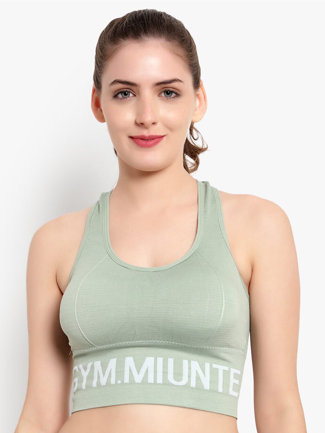 

BRACHY Lightly Padded Non-Wired All Day Comfort Seamless Racerback Sports Workout Bra, Green