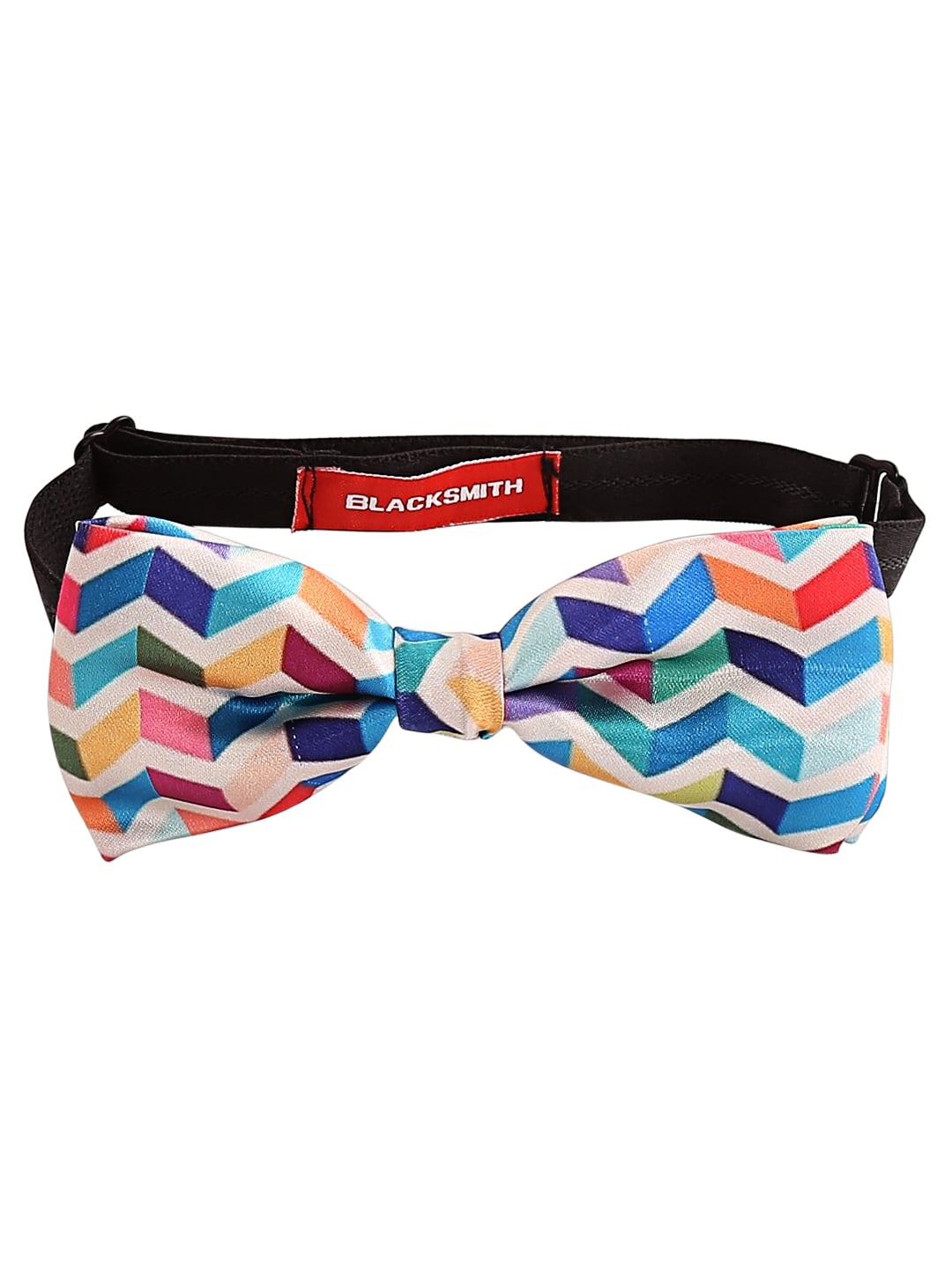 

Blacksmith Men Chevron Printed Satin Bow Tie, Blue