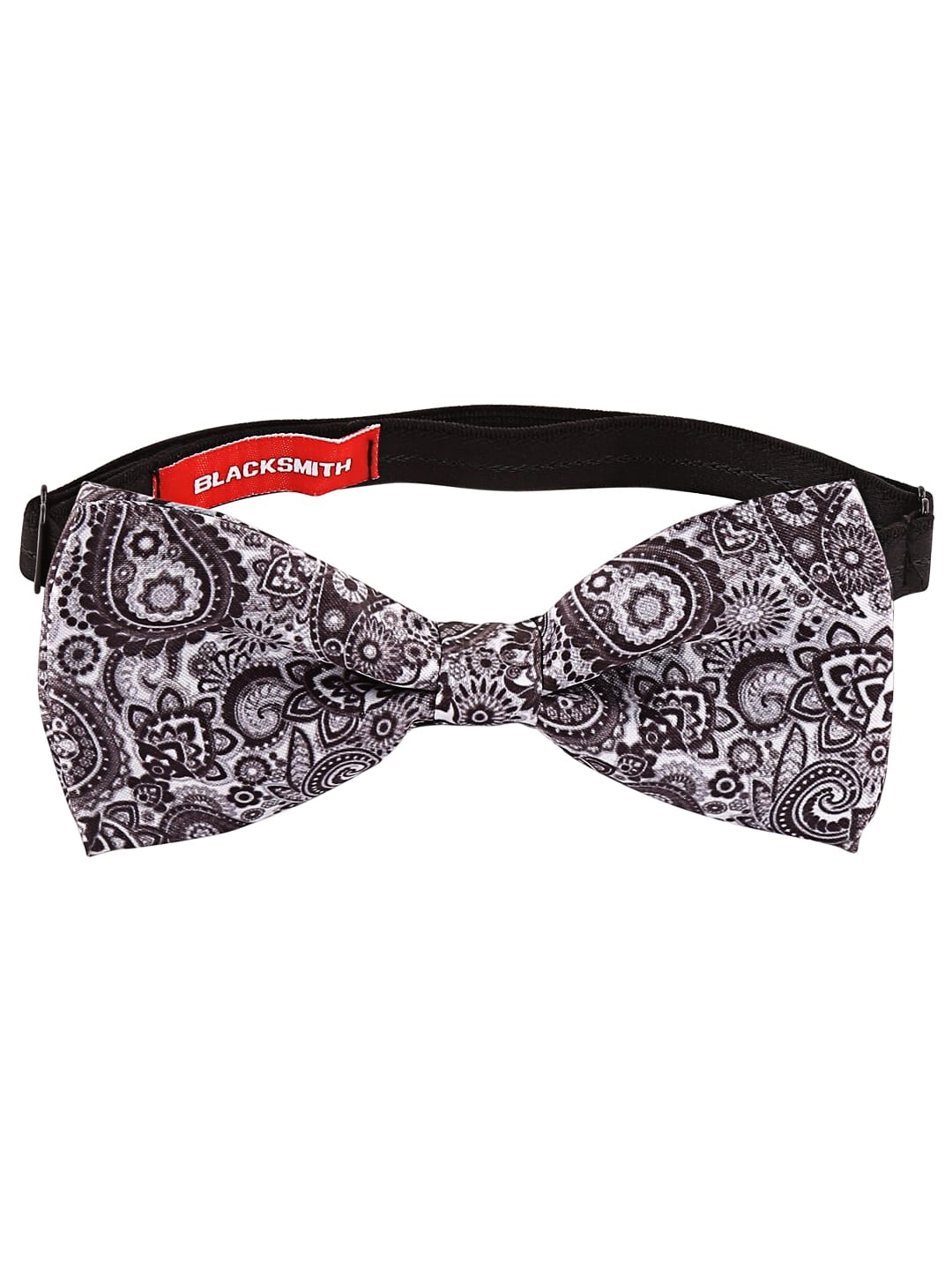 

Blacksmith Men Ethnic Motif Printed Satin Bow Tie, Black