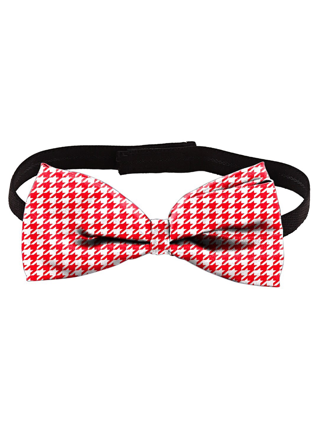 

Blacksmith Men Houndstooth Printed Satin Bow Tie, Red