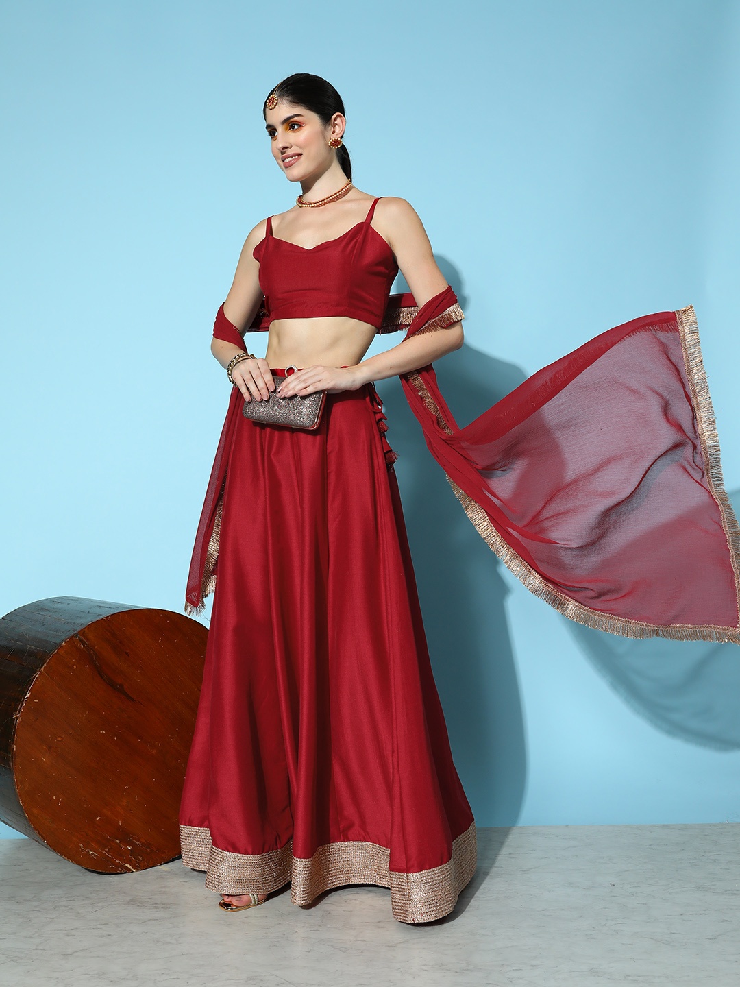 

Varanga Ready To Wear Lehenga & Blouse With Dupatta, Maroon