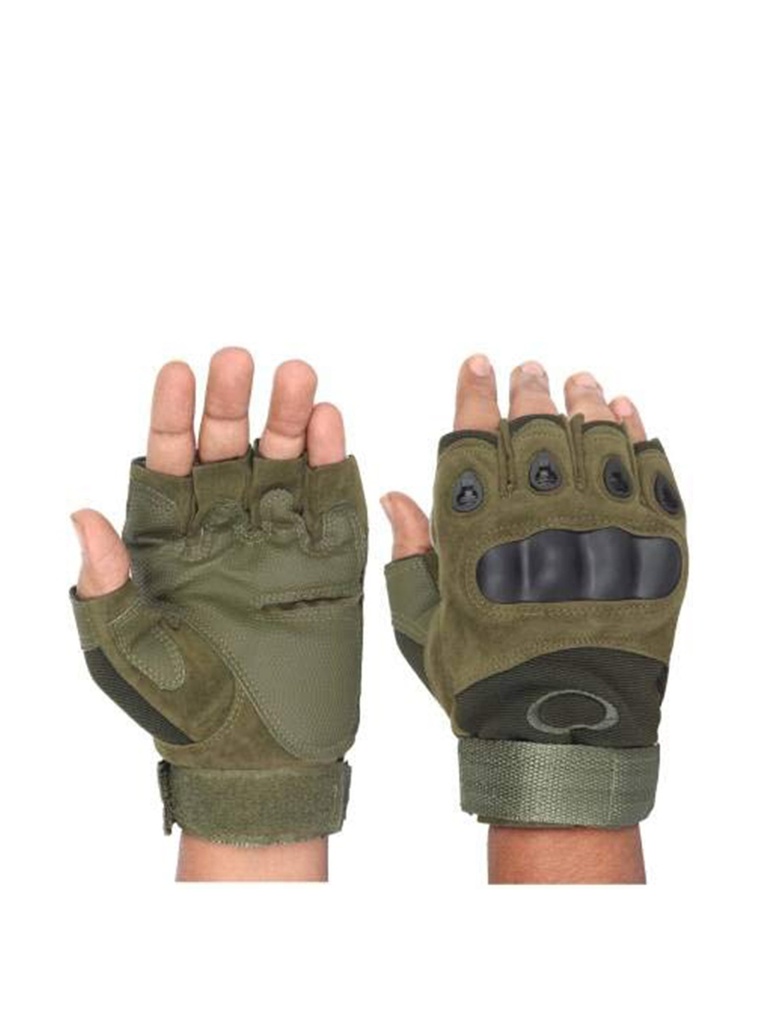 

Aadikart Textured Half-Finger Breathable Sport Gloves, Olive