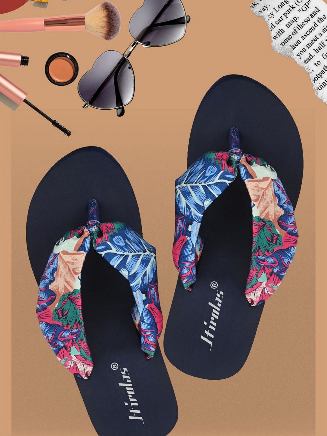 

HIROLAS Women Printed Thong Flip-Flops, Blue