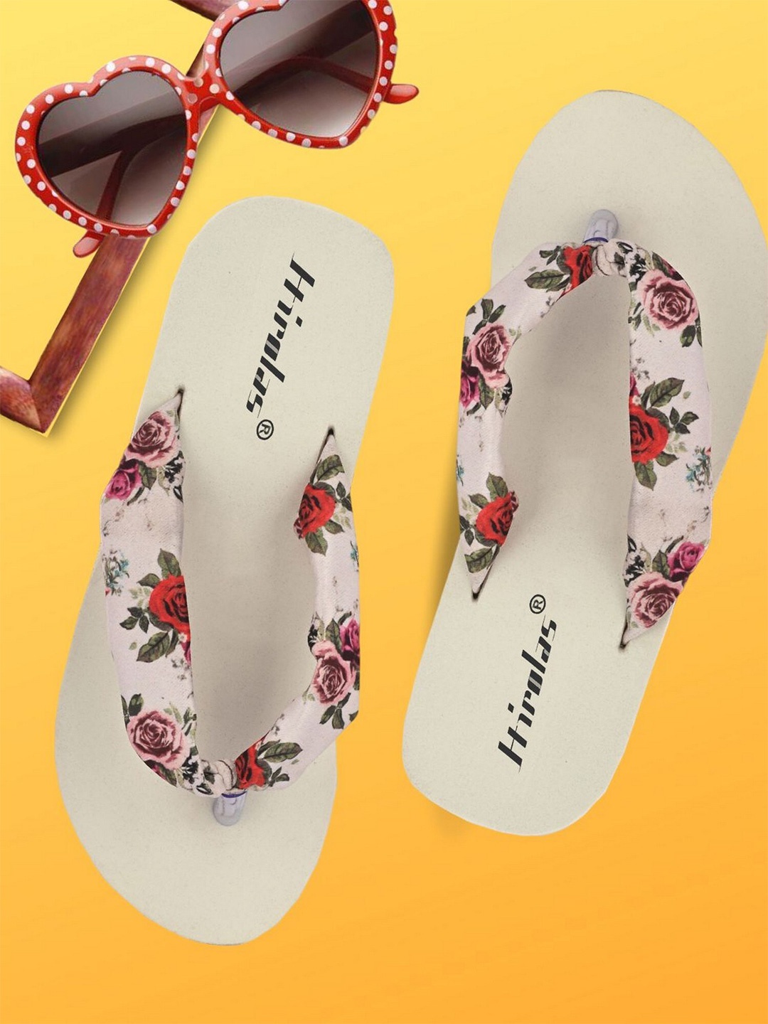 

HIROLAS Women Printed Thong Flip-Flops, White