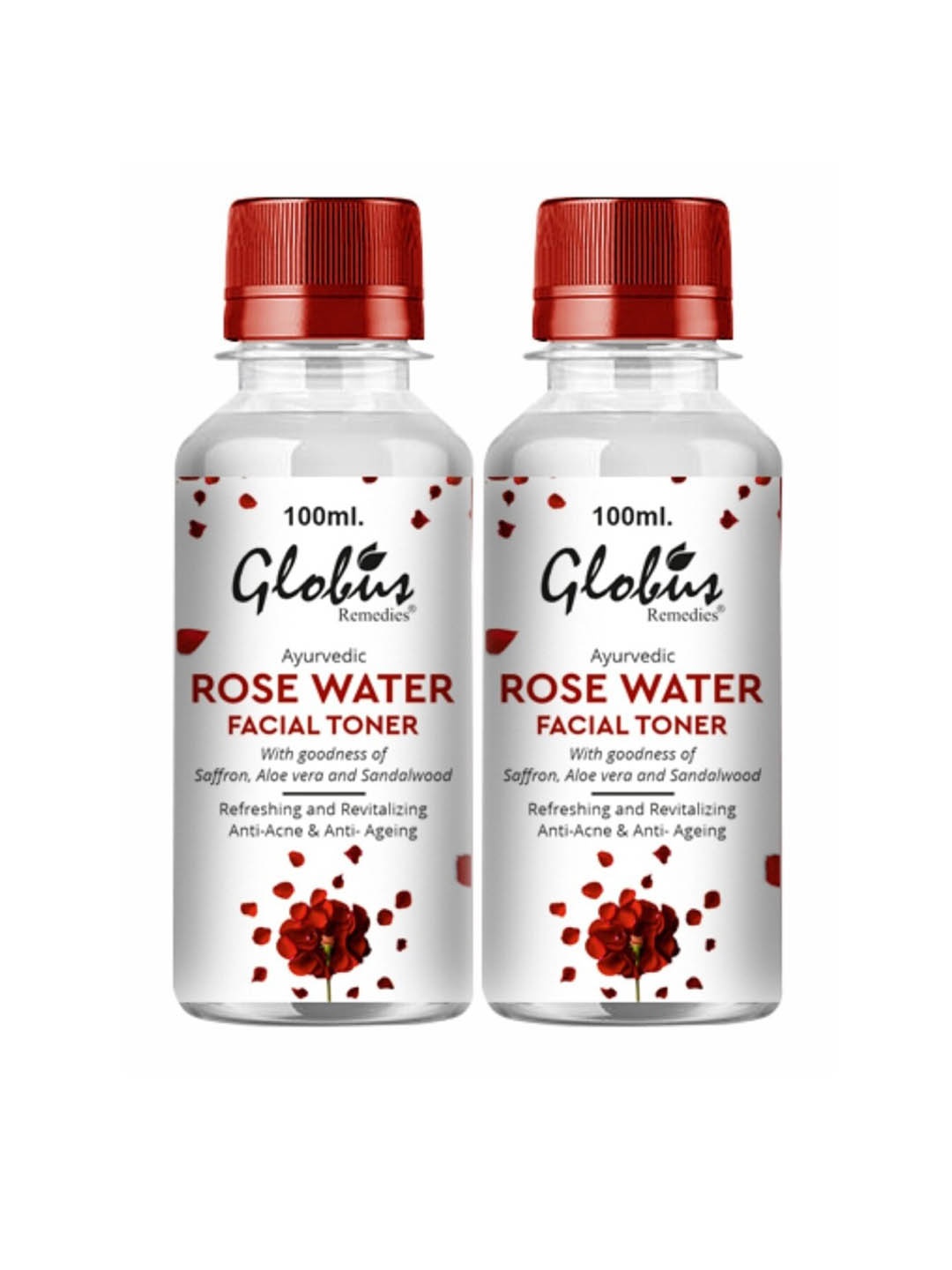 

Globus Remedies Ayurvedic Set Of 2 Rose Water Facial Toner 100ml Each, White