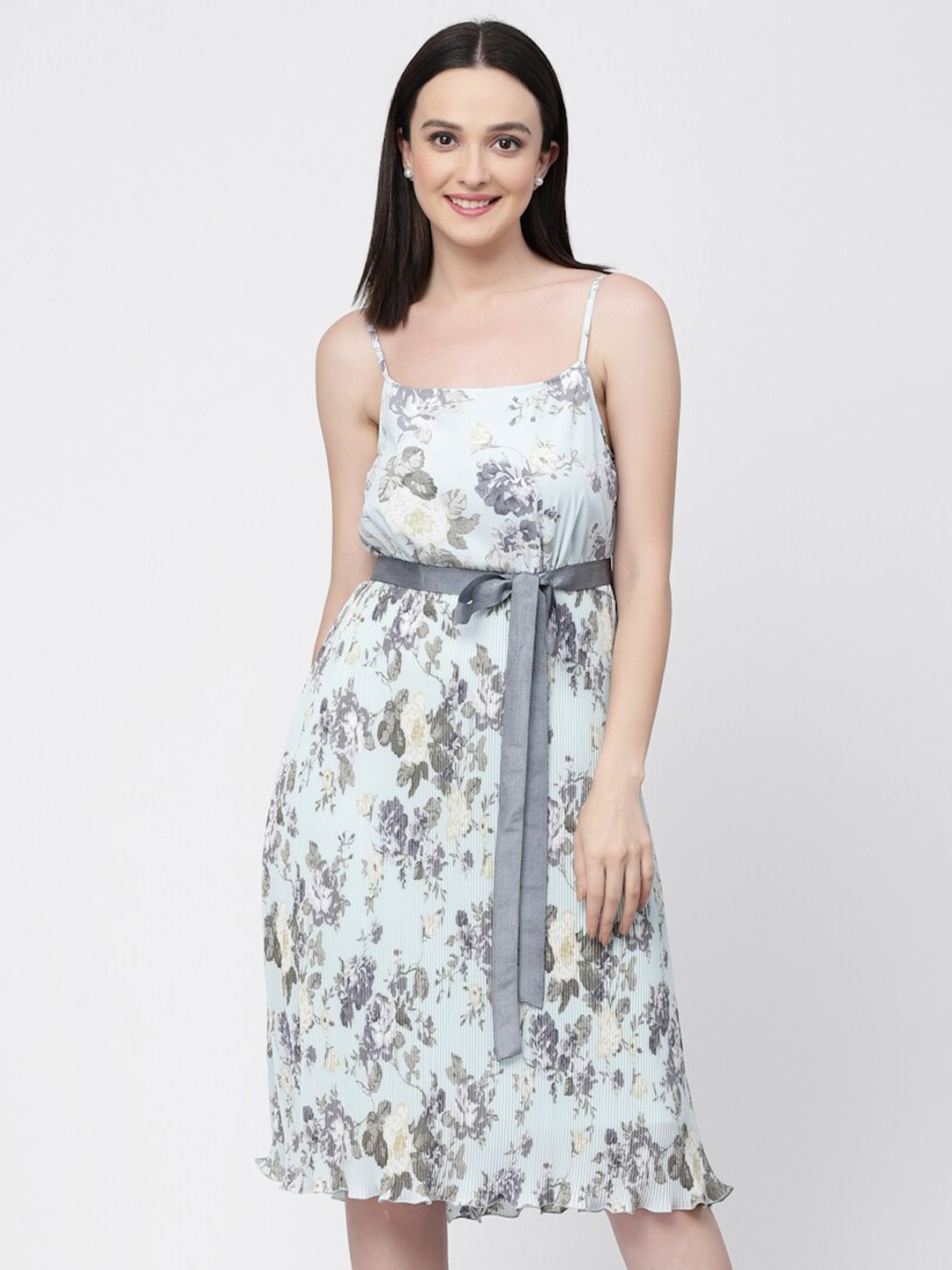 

LELA Floral Printed Fit & Flare Dress, Blue