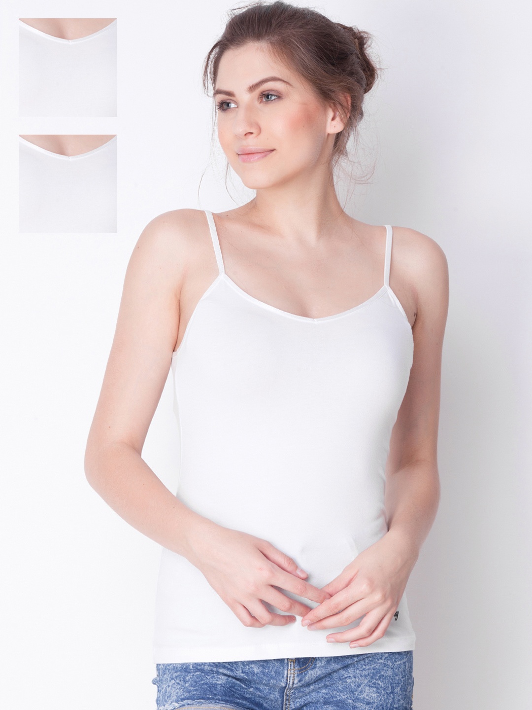 

Dollar Missy Pack of 3 Cotton with Spandex Camisole MMBB-401-PO3-WH, White