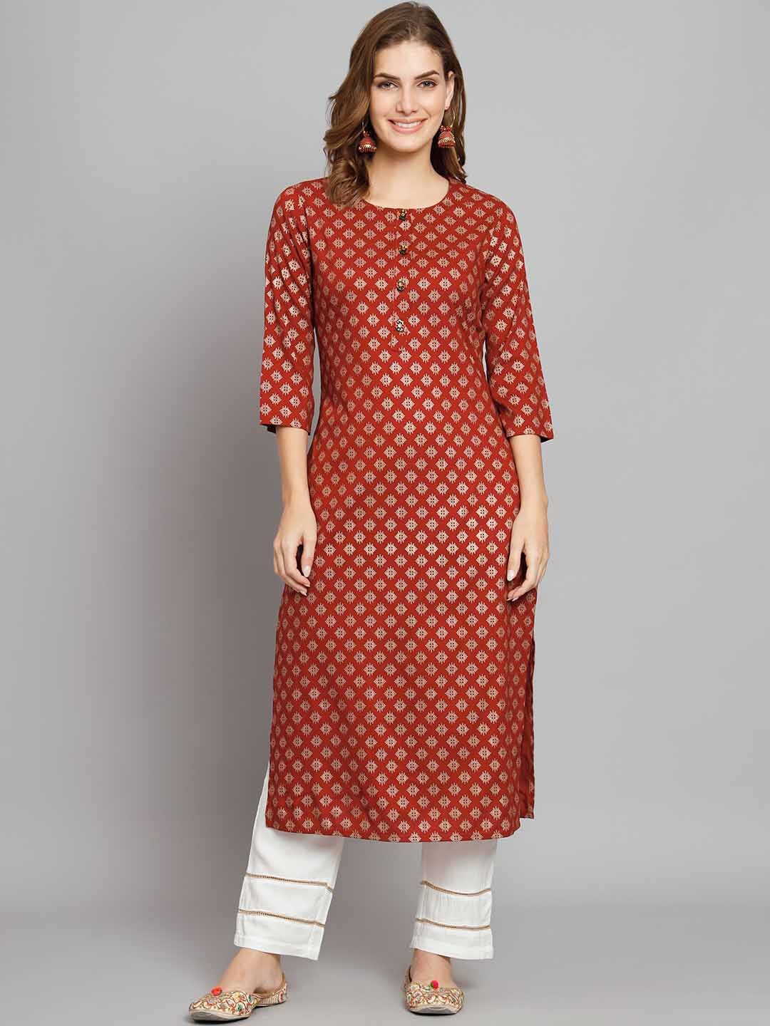 

KALINI Abstract Printed Kurta with Palazzos, Maroon