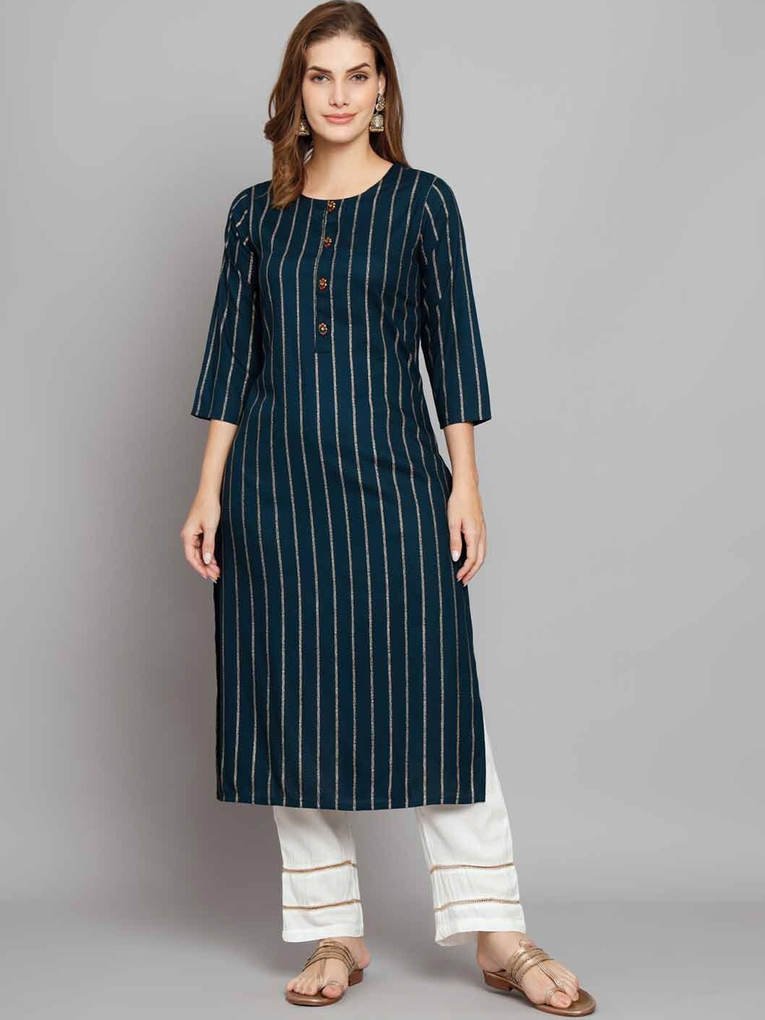 

KALINI Striped Kurta with Palazzos, Navy blue