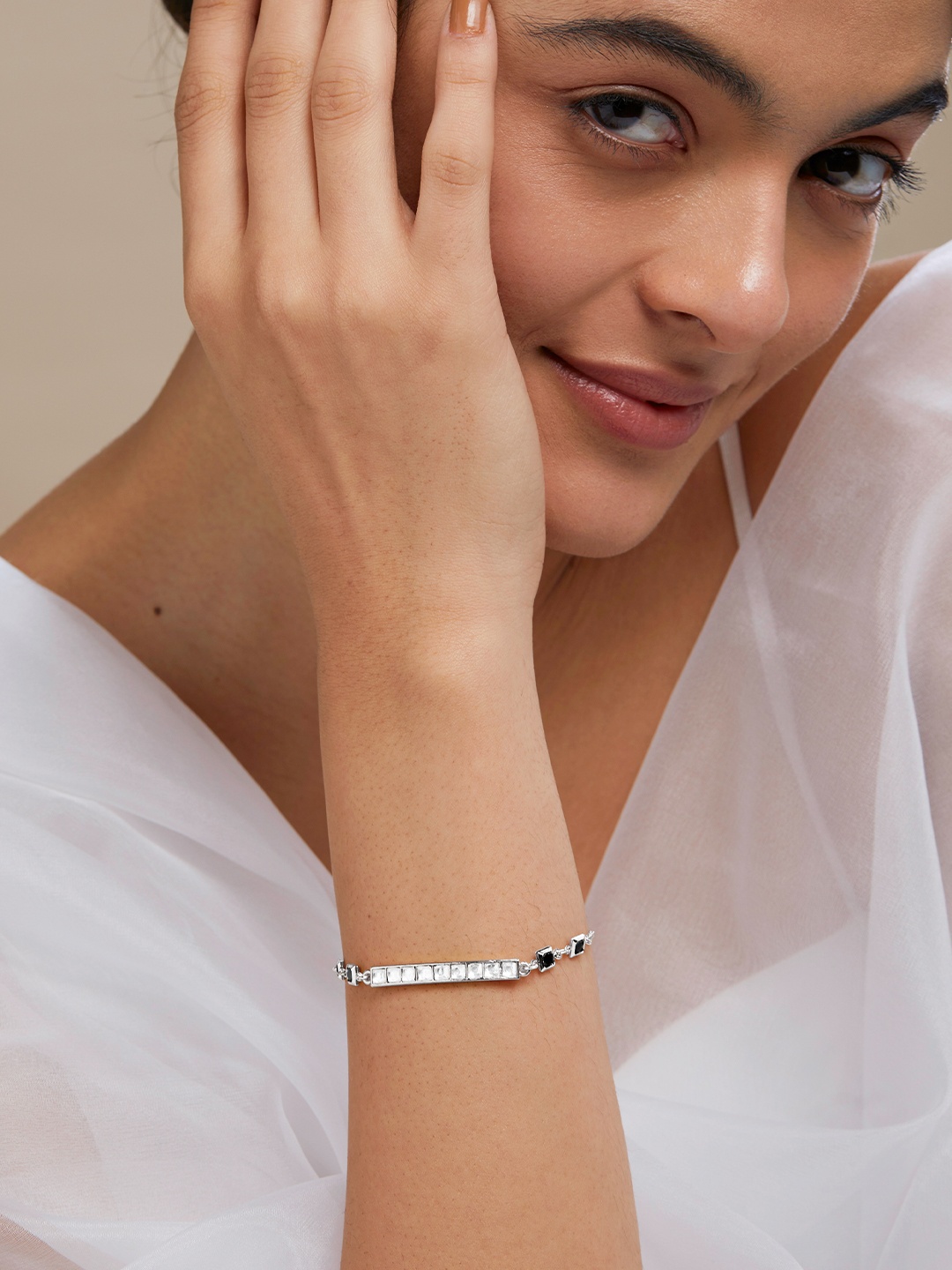 

MINUTIAE Silver-Plated Stone Beaded Link Bracelet
