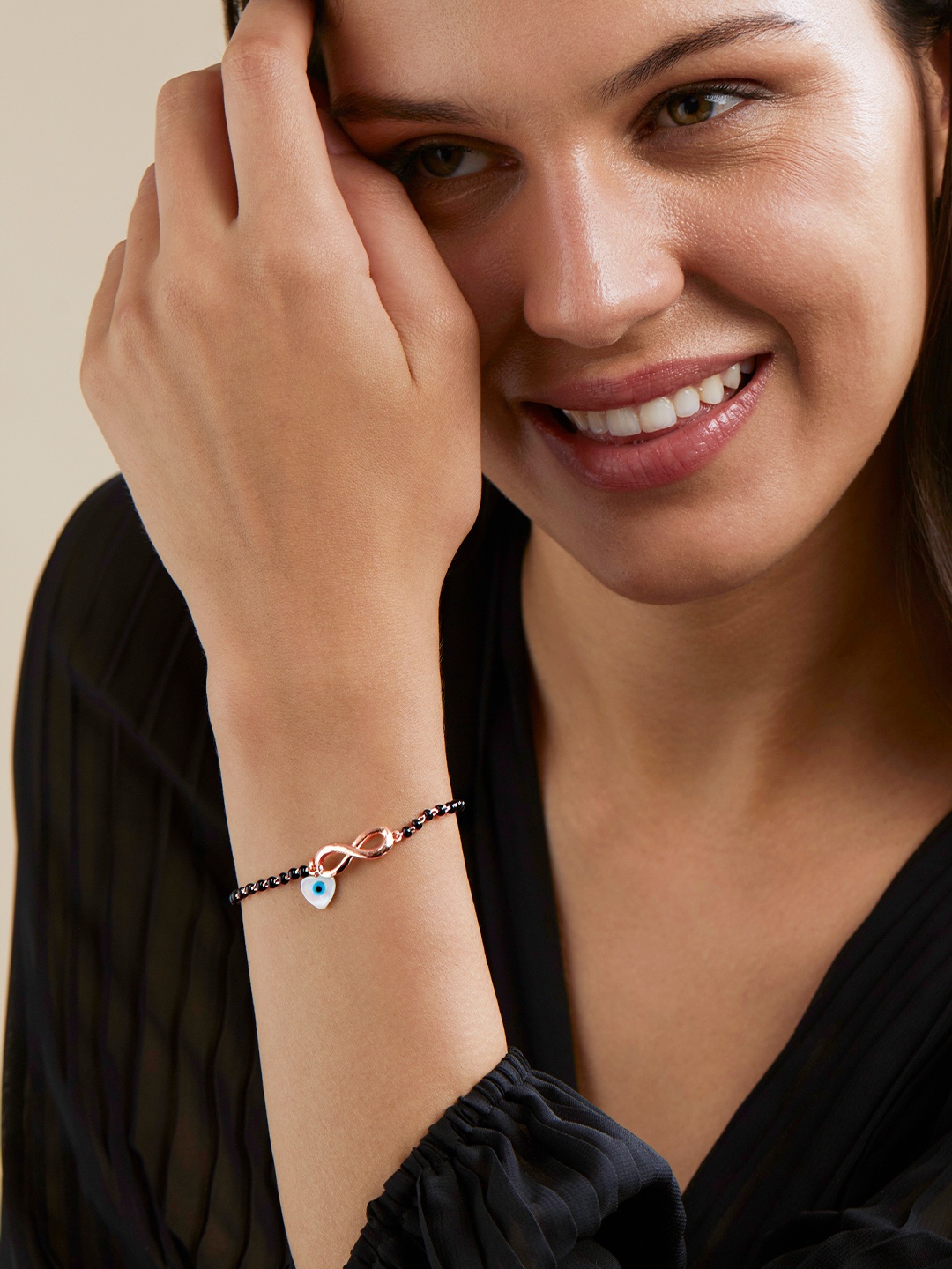 

MINUTIAE Rose Gold-Plated Stone Beaded Charm Bracelet