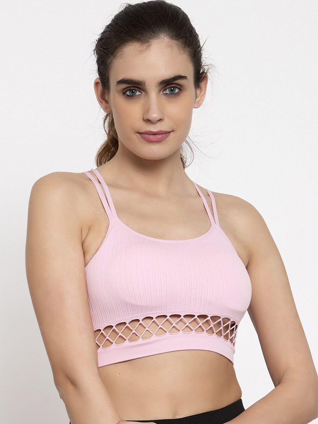 

MAKCLAN Underwired Lightly Padded All Day Comfort Dry Fit Sports Bra, Pink