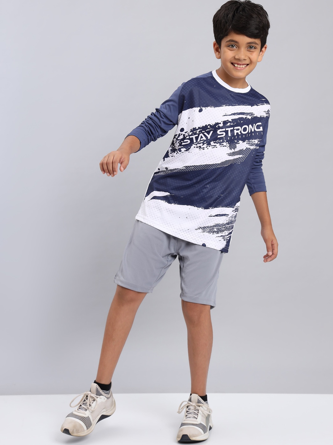 

Technosport Boys Mid-Rise Slim Fit Antimicrobial Technology Sports Shorts, Grey