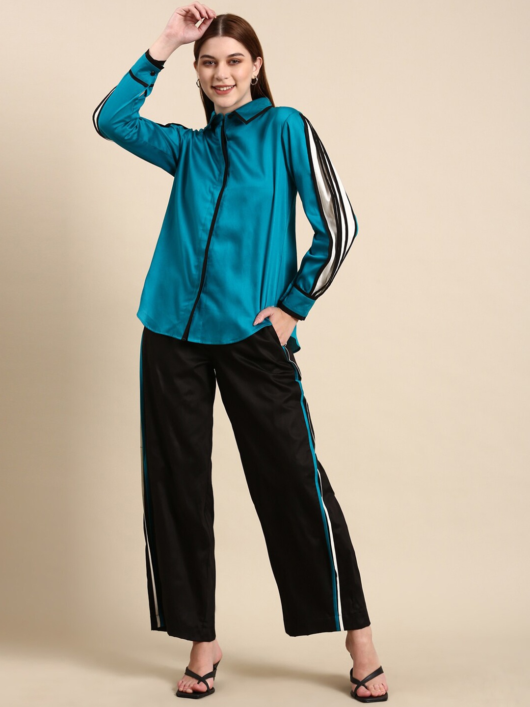 

Bannos Swagger Shirt With Trousers Co-Ords, Teal