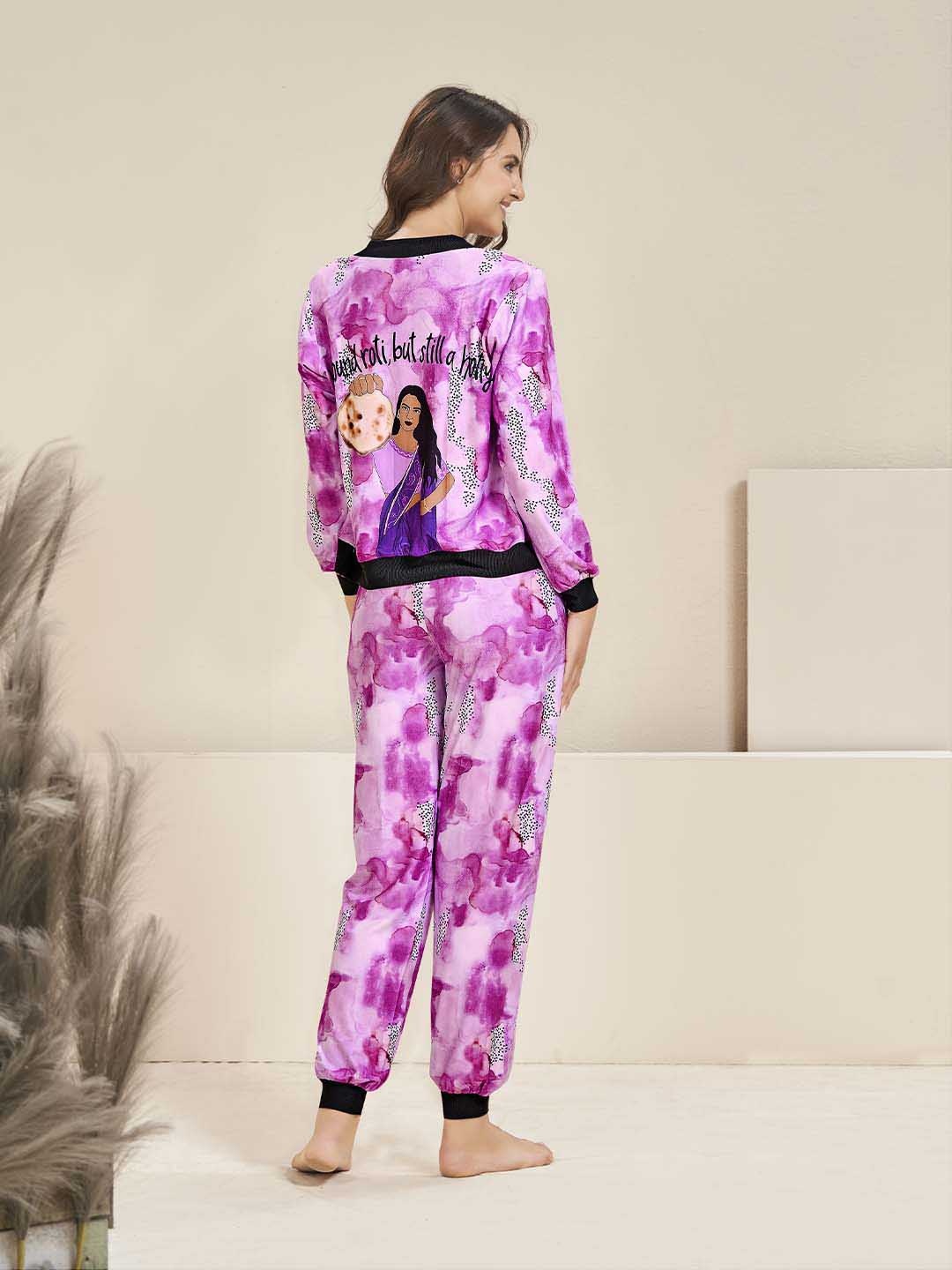 

Bannos Swagger Women 3 Pieces Printed Long Sleeves Co-Ords, Purple