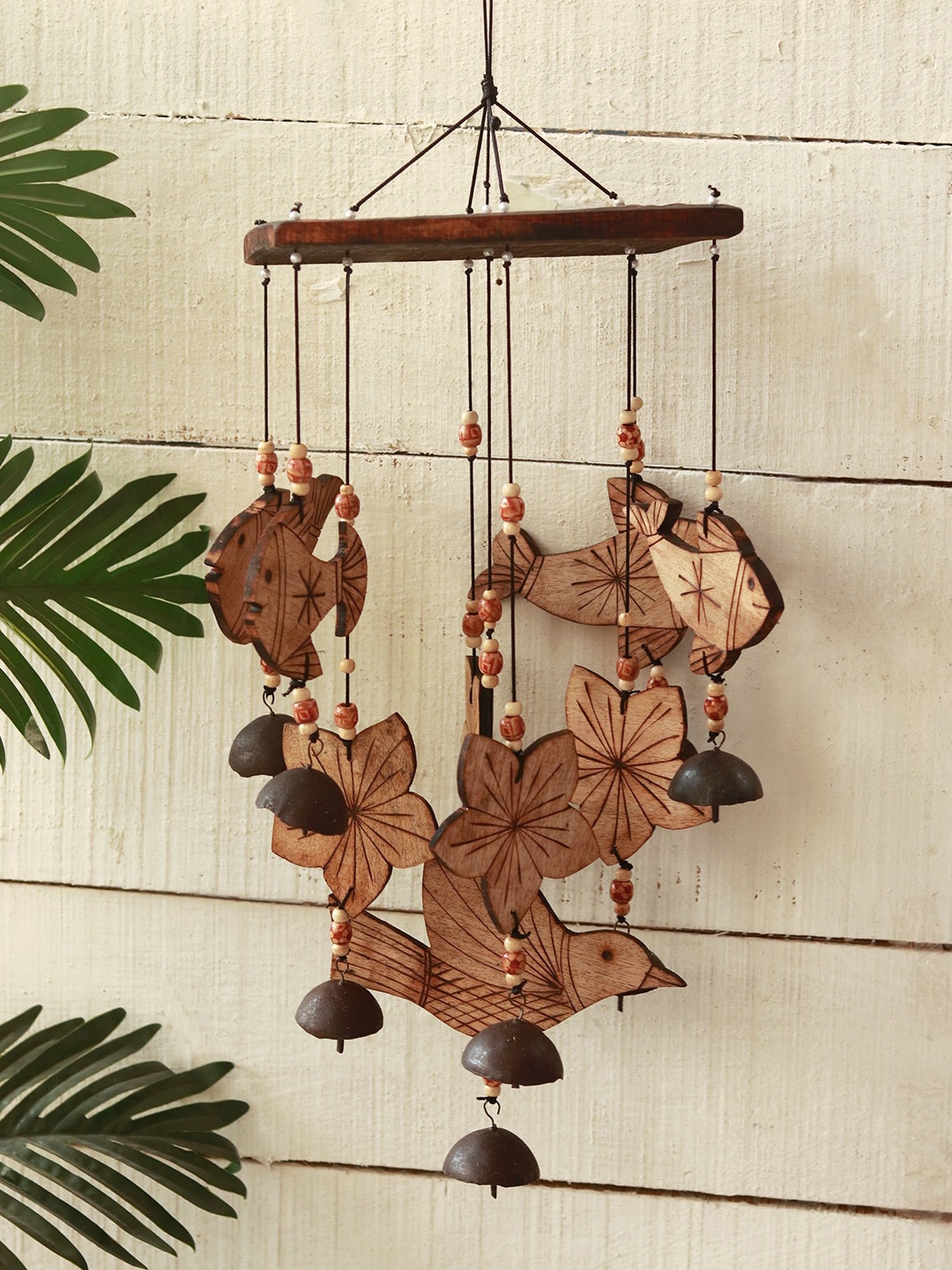 

Unravel India Brown Windchime With Copper Bells, Beige