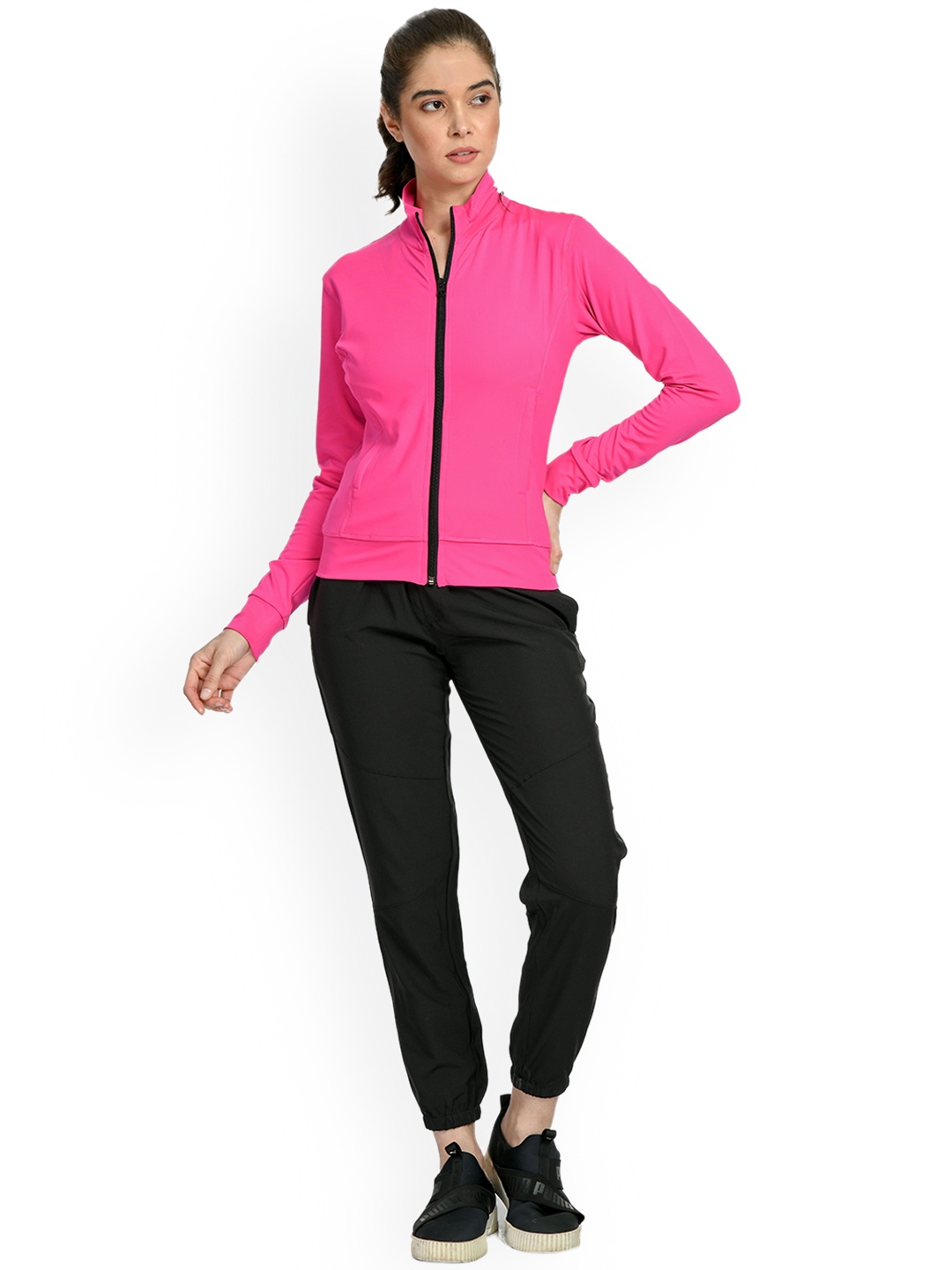 

Body Smith Mock Collar Long Sleeves Dry Fit Training or Gym Sporty Jacket, Pink