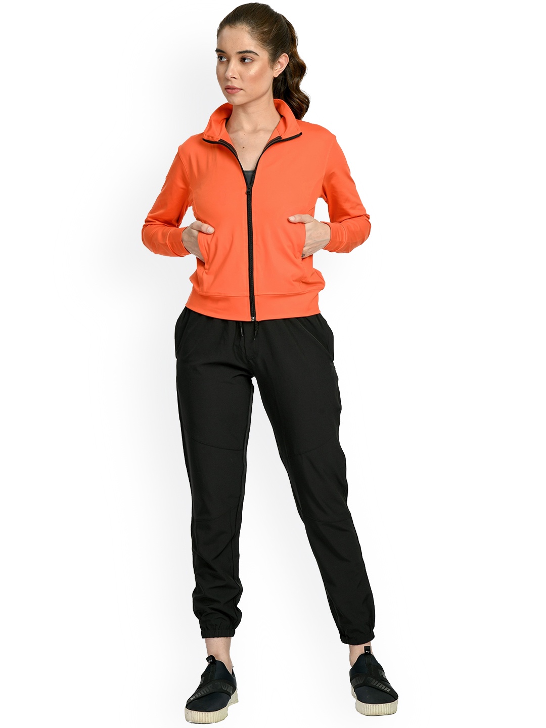 

Body Smith Mock Collar Long Sleeves Dry Fit Training or Gym Sporty Jacket, Orange