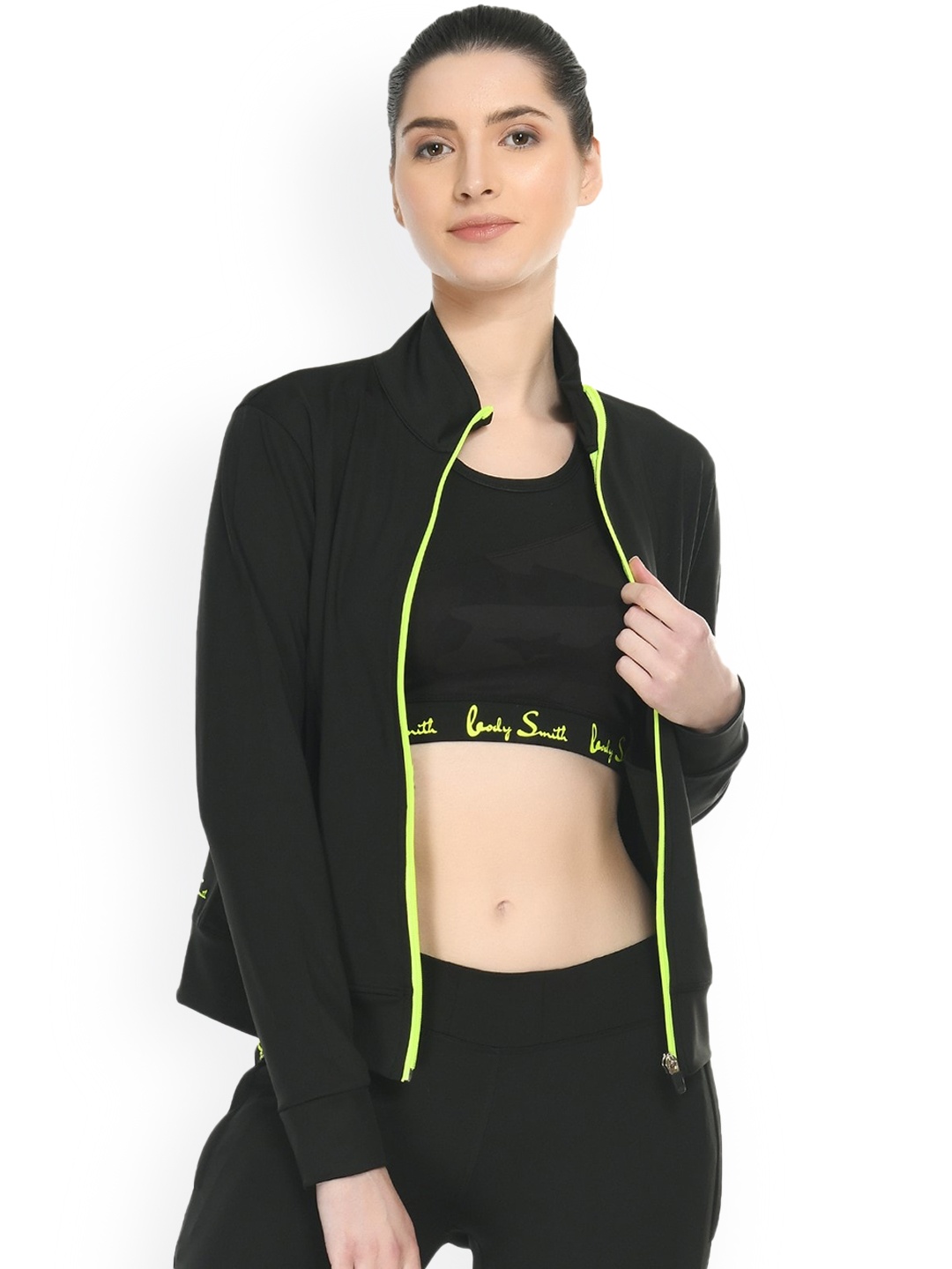 

Body Smith Mock Collar Long Sleeves Dry Fit Training or Gym Sporty Jacket, Black