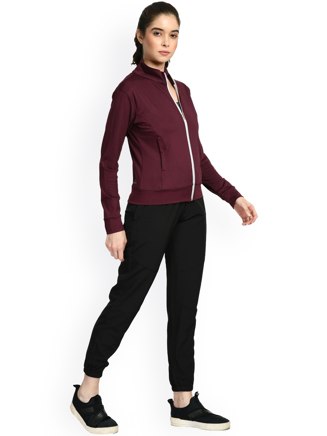 

Body Smith Mock Collar Long Sleeves Dry Fit Training or Gym Sporty Jacket, Maroon