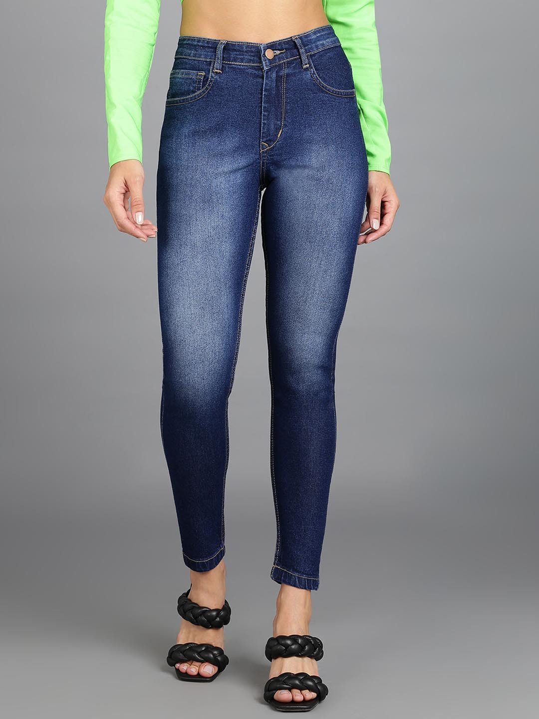 

Urbano Fashion Women Skinny Fit Heavy Fade Stretchable Jeans, Blue