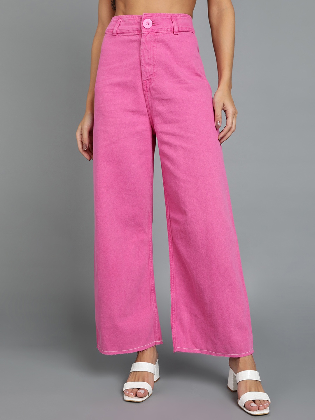 

Urbano Fashion Wide Leg High-Rise Stretchable Jeans, Pink