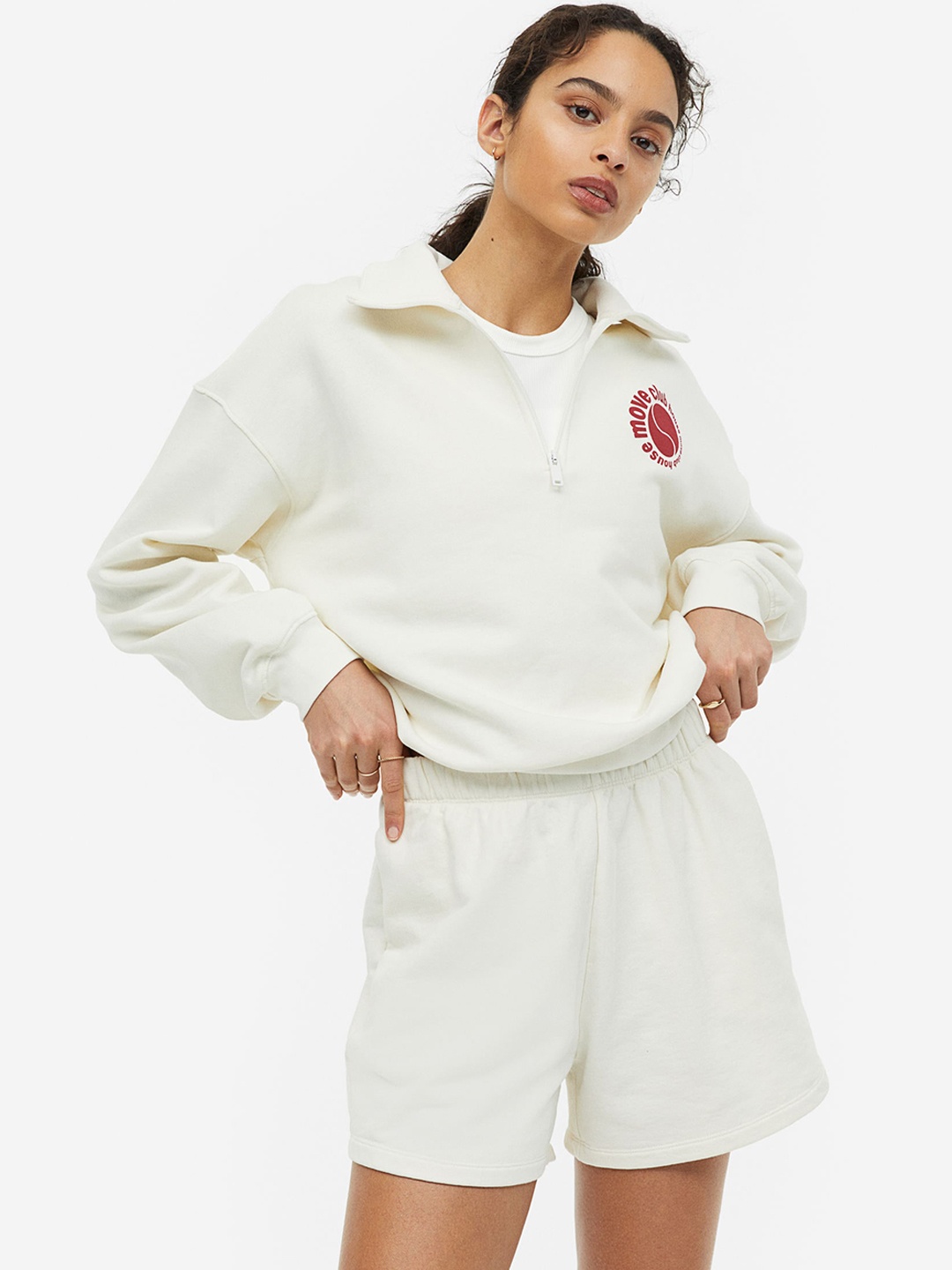 

H&M Women DryMove Jersey Sports Shorts, White