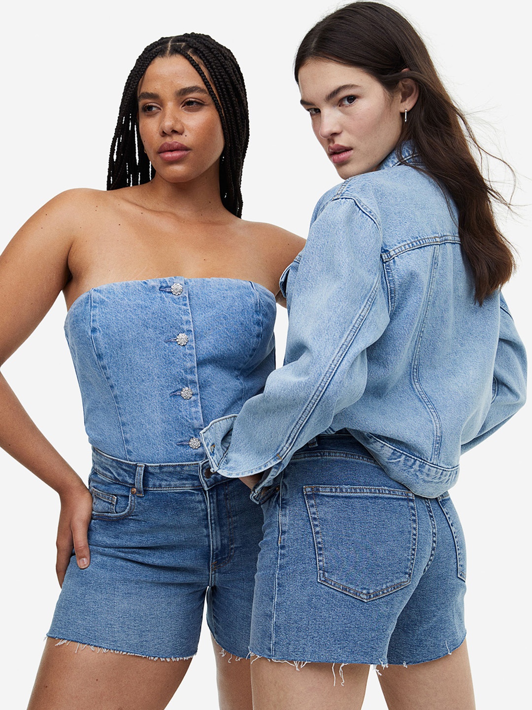 

H&M Women High Denim Shorts, Blue