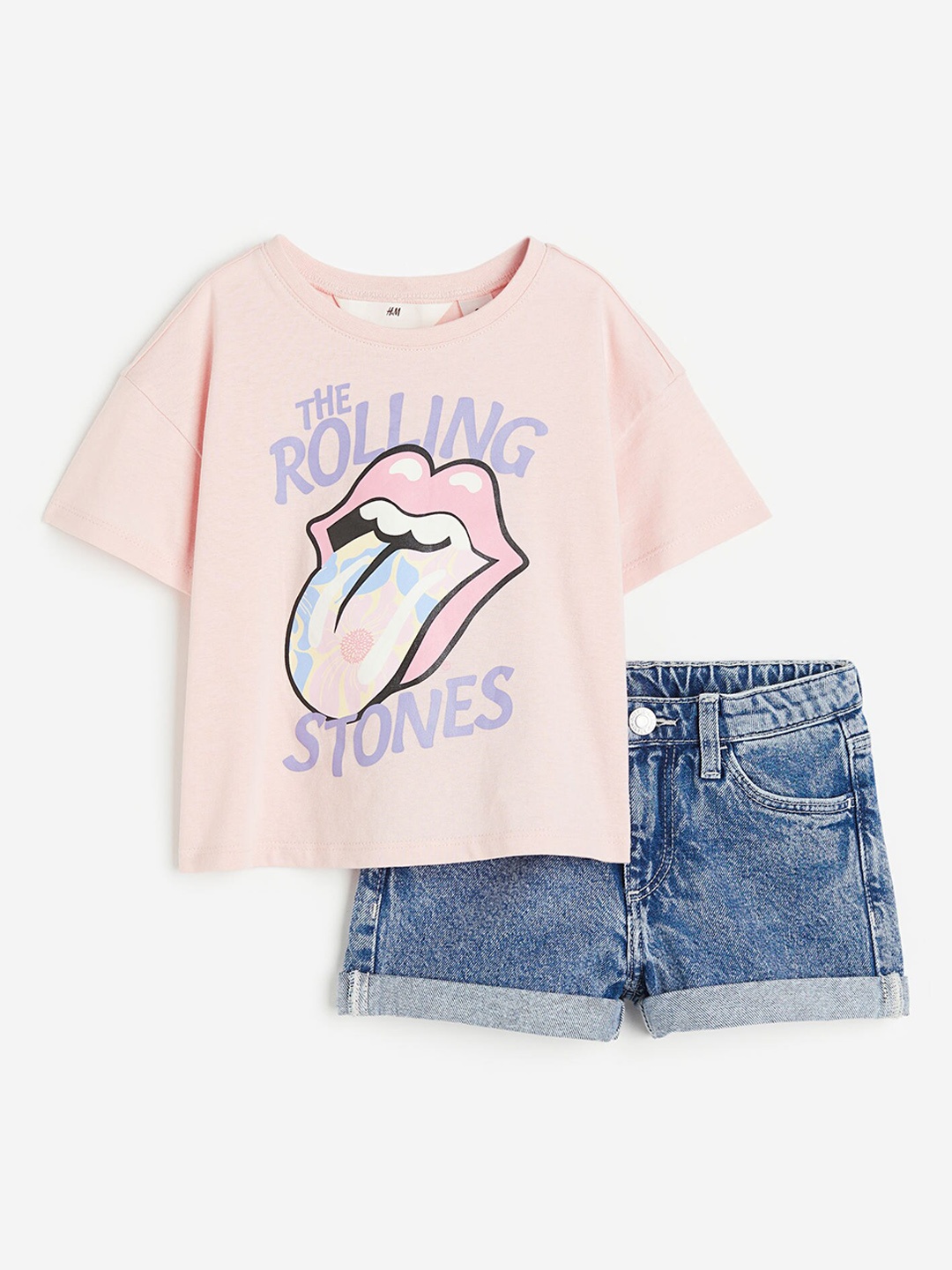 

H&M Girls 2-Piece Printed Cotton Set, Pink