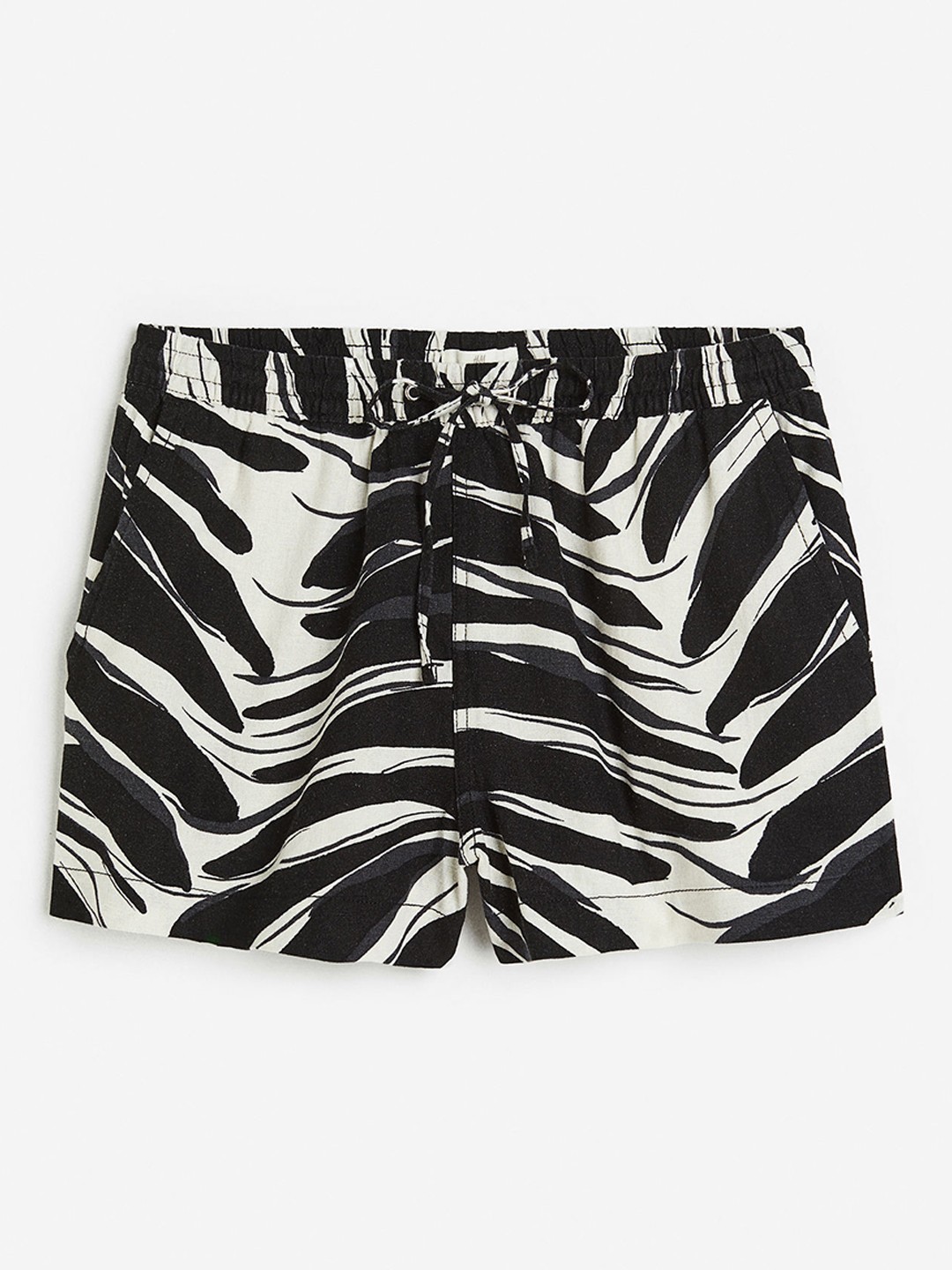 

H&M Women Linen-Blend Shorts, Charcoal