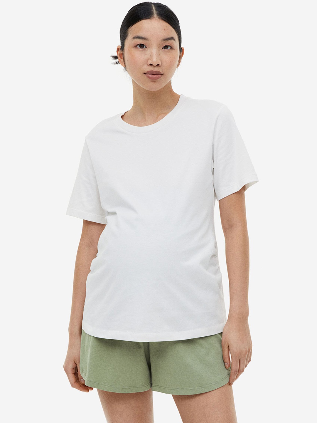 

H&M Women MAMA Cotton Jersey Shorts, Green