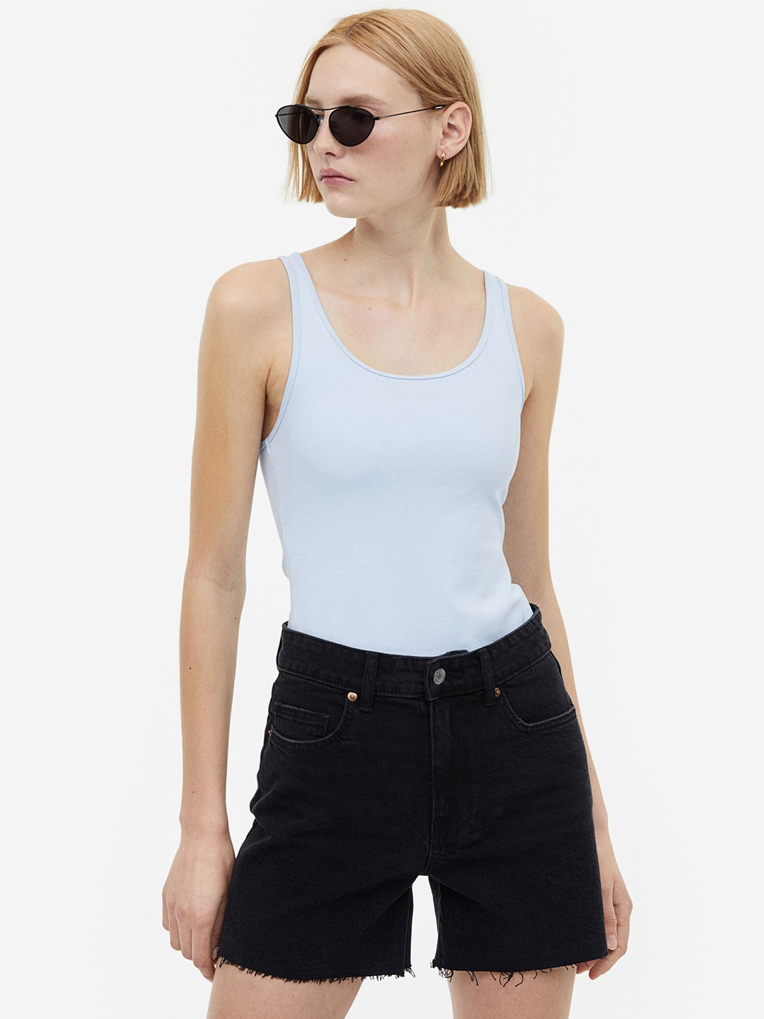 

H&M Women High Denim Shorts, Black