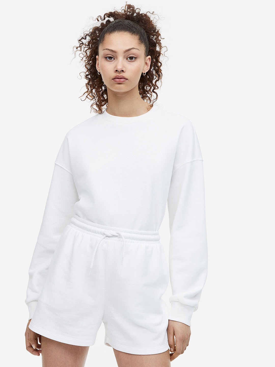 

H&M Women Sweatshirt Shorts, White