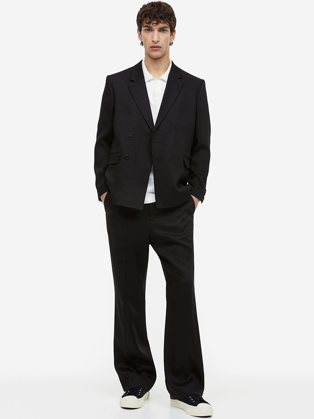 

H&M Men Regular Fit Double-Breasted Jacket, Black