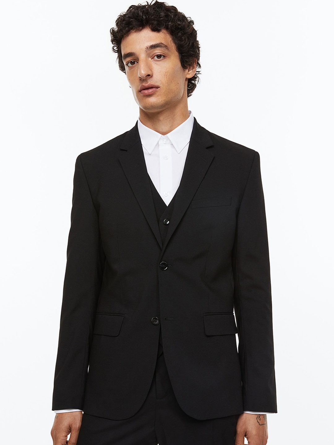 

H&M Men Skinny Fit Jacket, Black