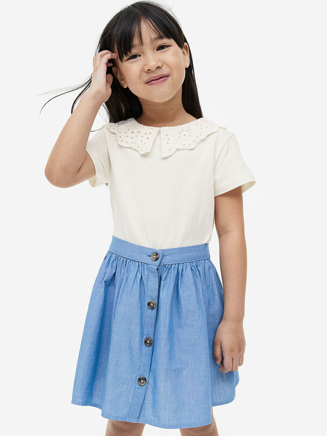 

H&M Girls 2-Piece Cotton Set, White