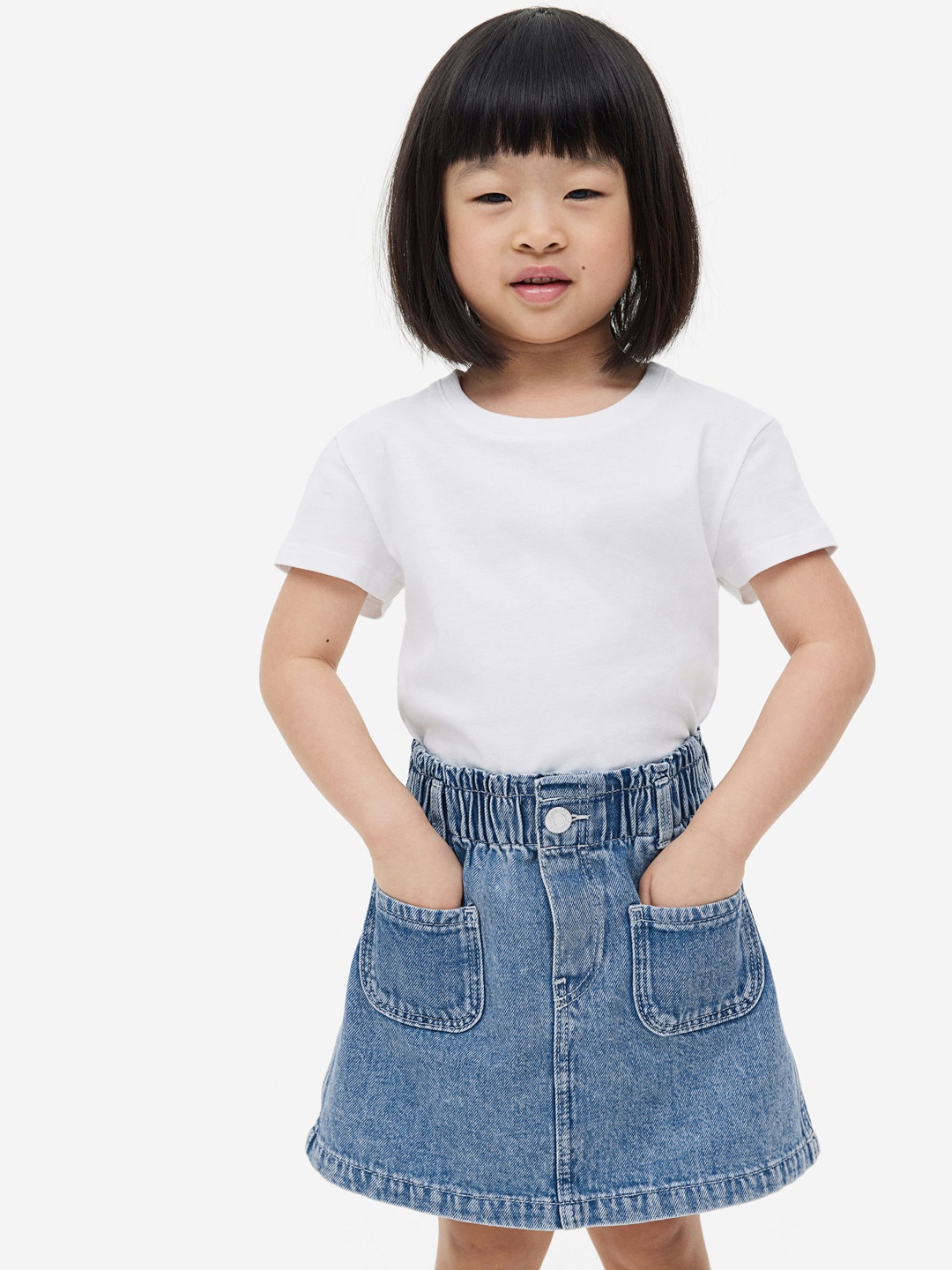 

H&M Girls Pure Cotton Denim Skirt, Blue