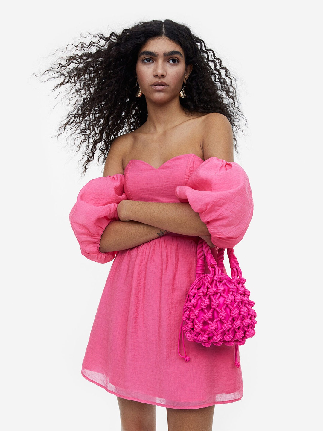 

H&M Women Off-The-Shoulder Dress, Pink