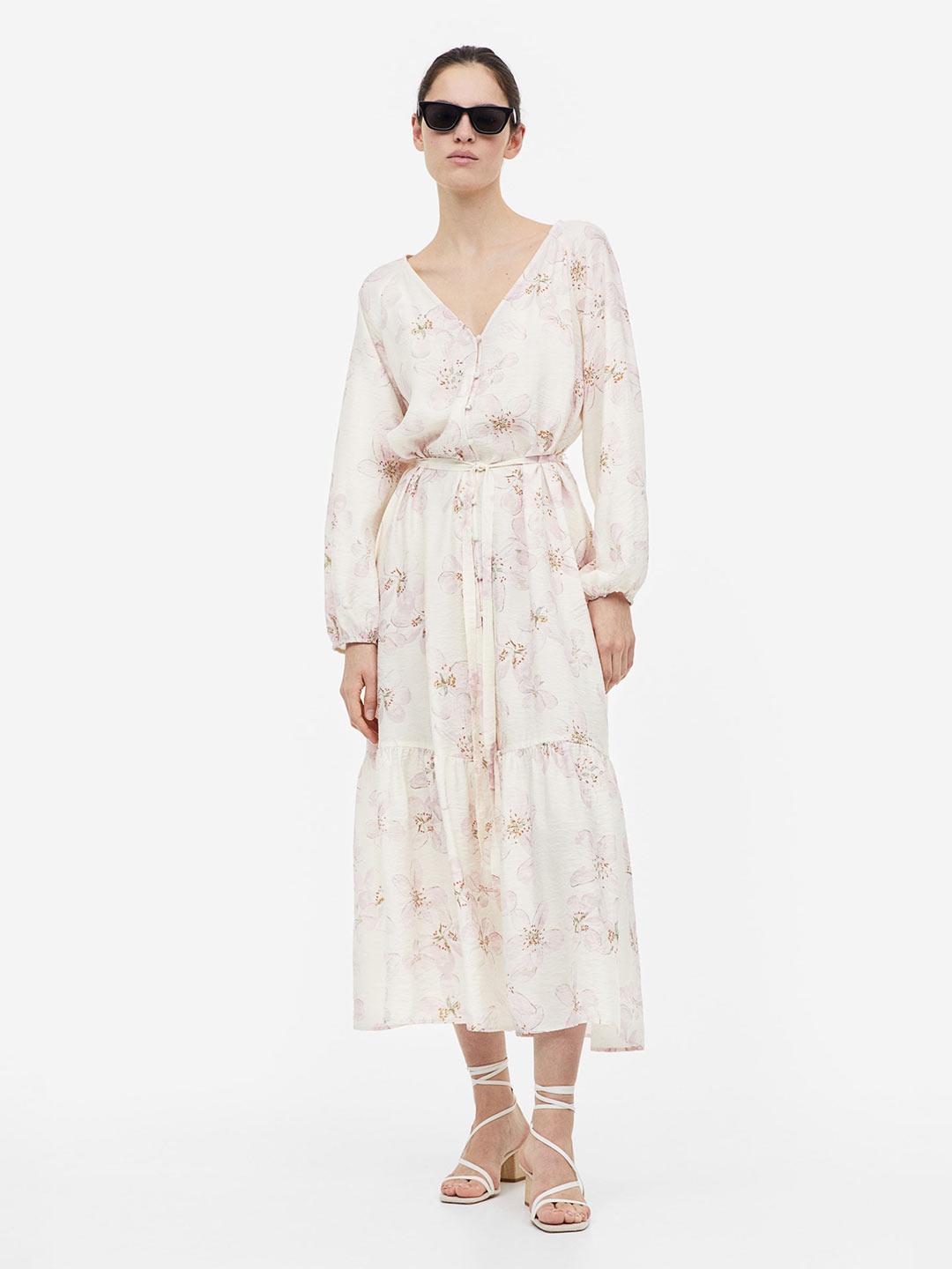 

H&M Women Buttoned Tie-belt Dress, Pink