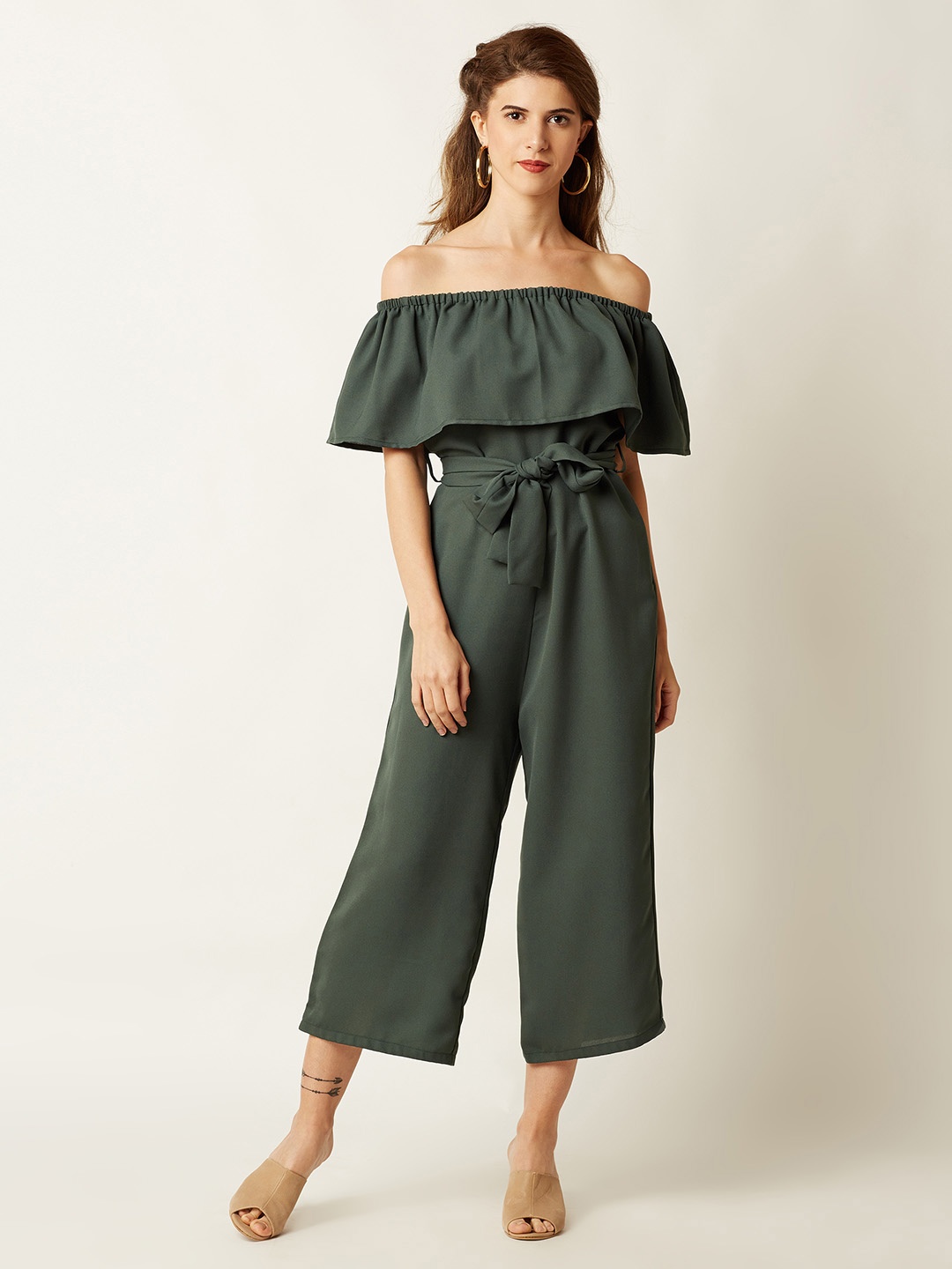 

Miss Chase Green Off-Shoulder Layered Jumpsuit