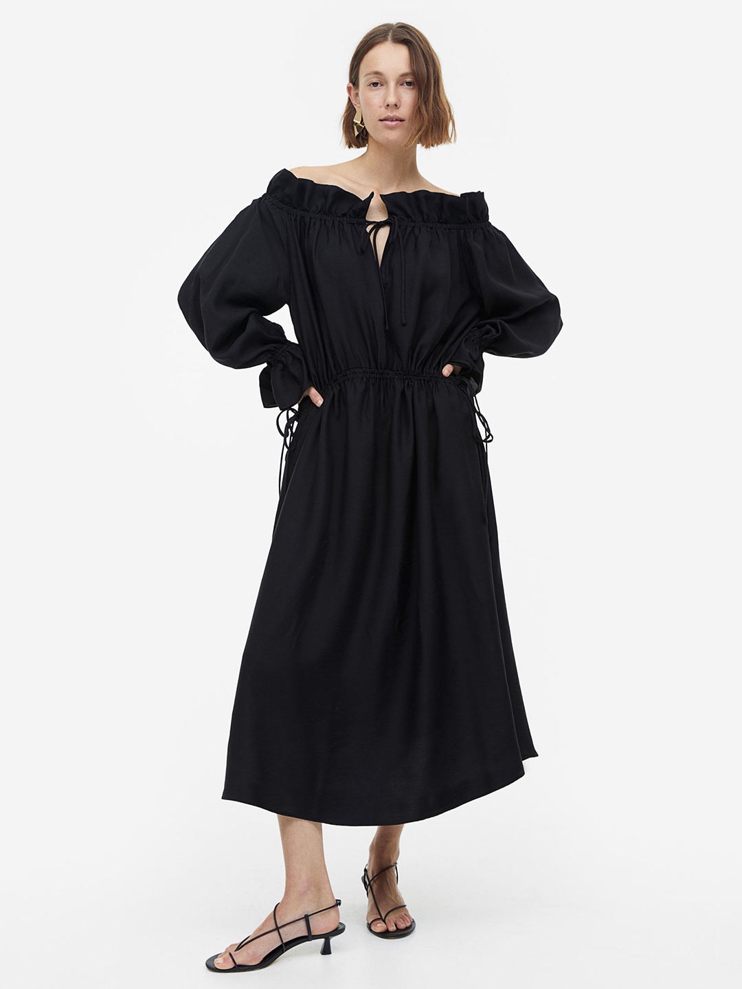 

H&M Long Off-The-Shoulder Dress, Black