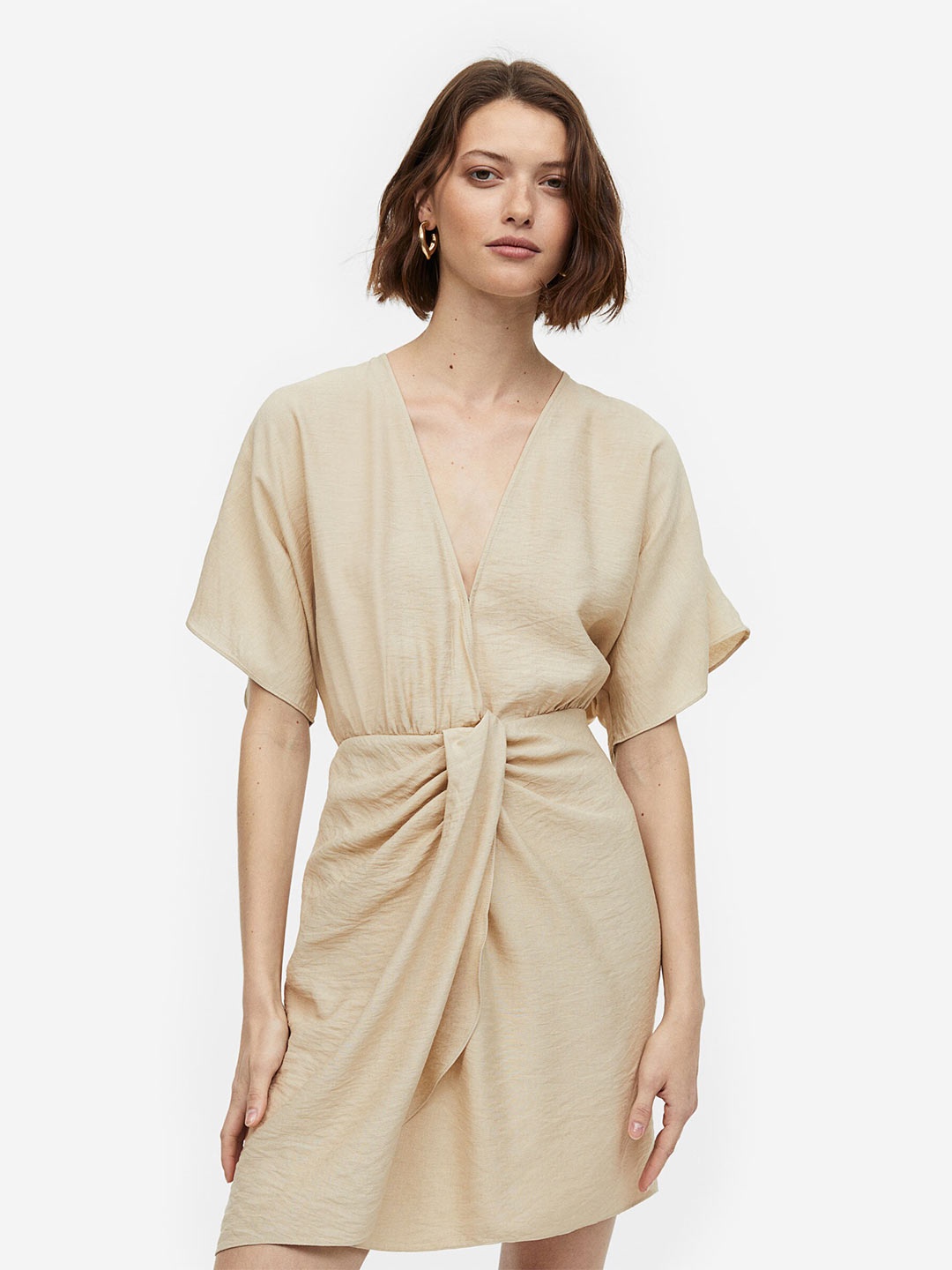 

H&M V-Neck Dress, Beige