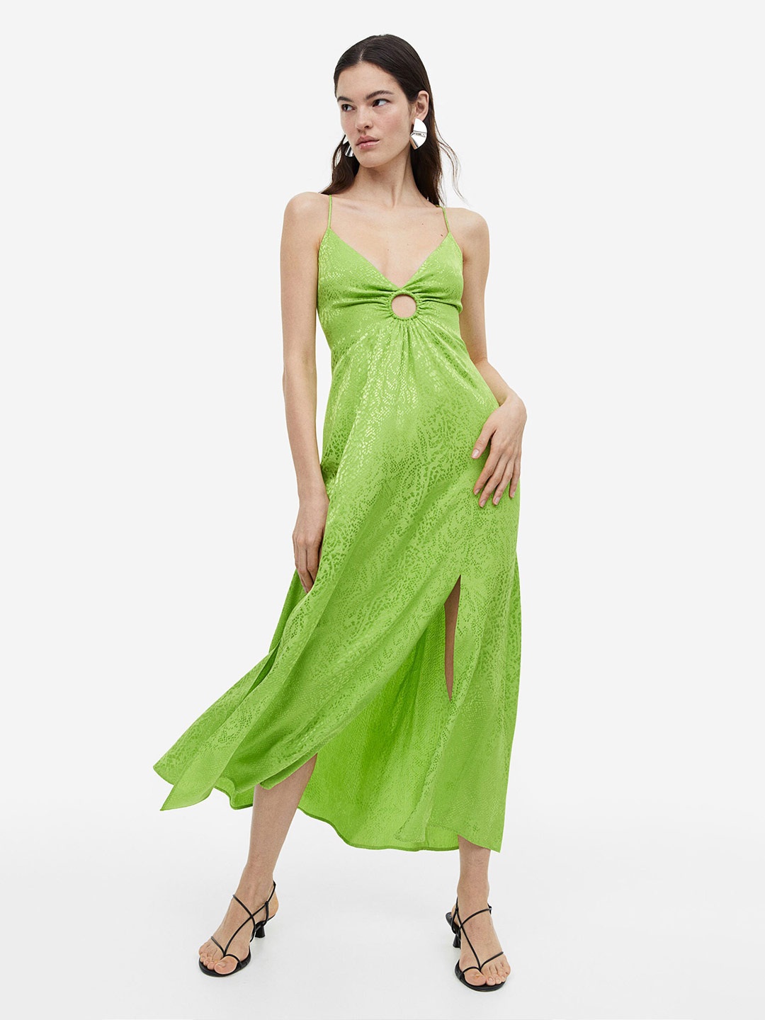

H&M Women Jacquard-Weave Dress, Green