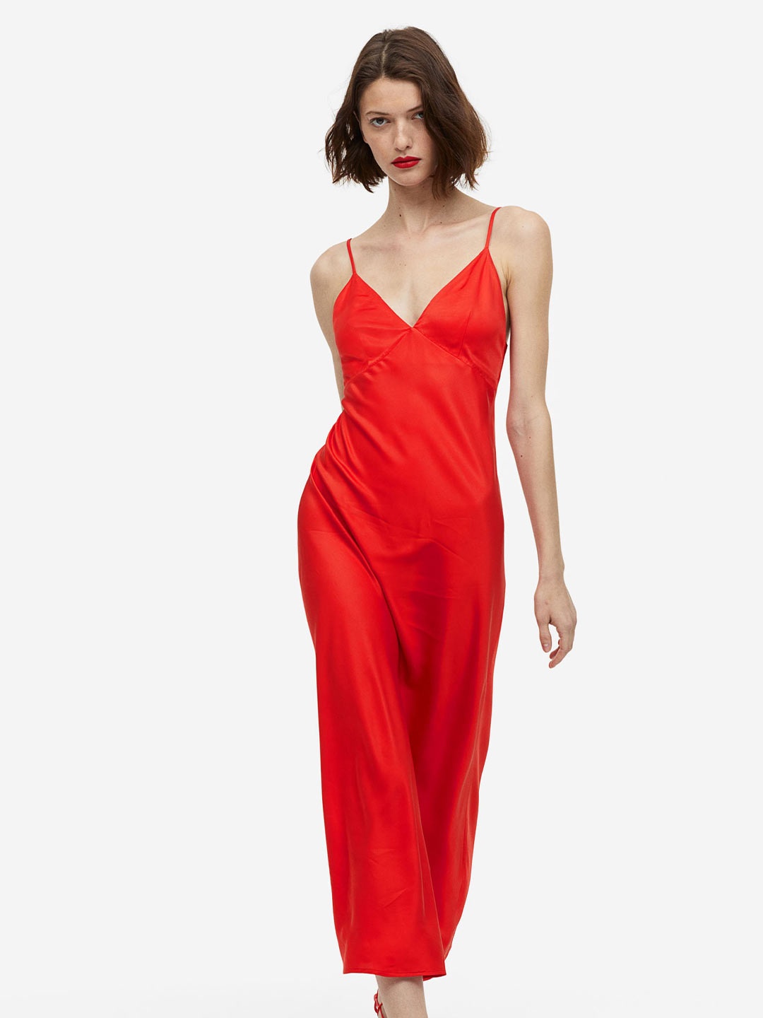 

H&M Women Satin Slip Dress, Red
