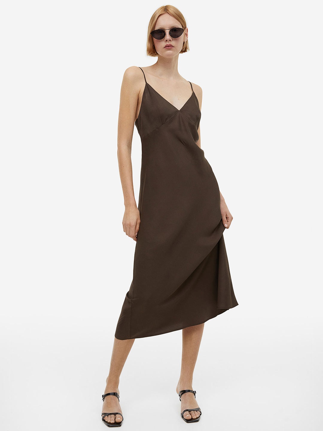 

H&M Satin Slip Dress, Brown