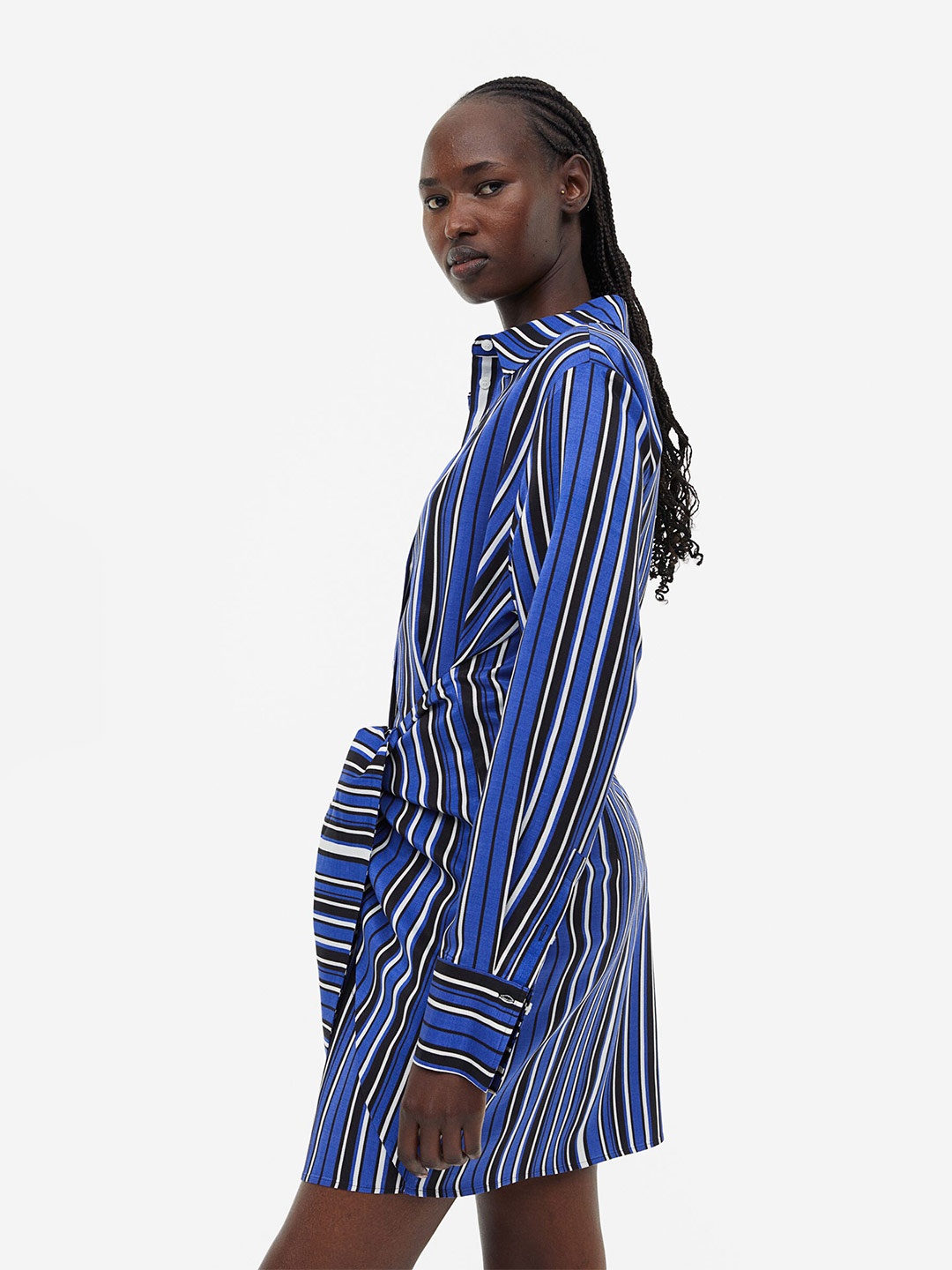 

H&M Women Tie-Detail Shirt Dress, Blue
