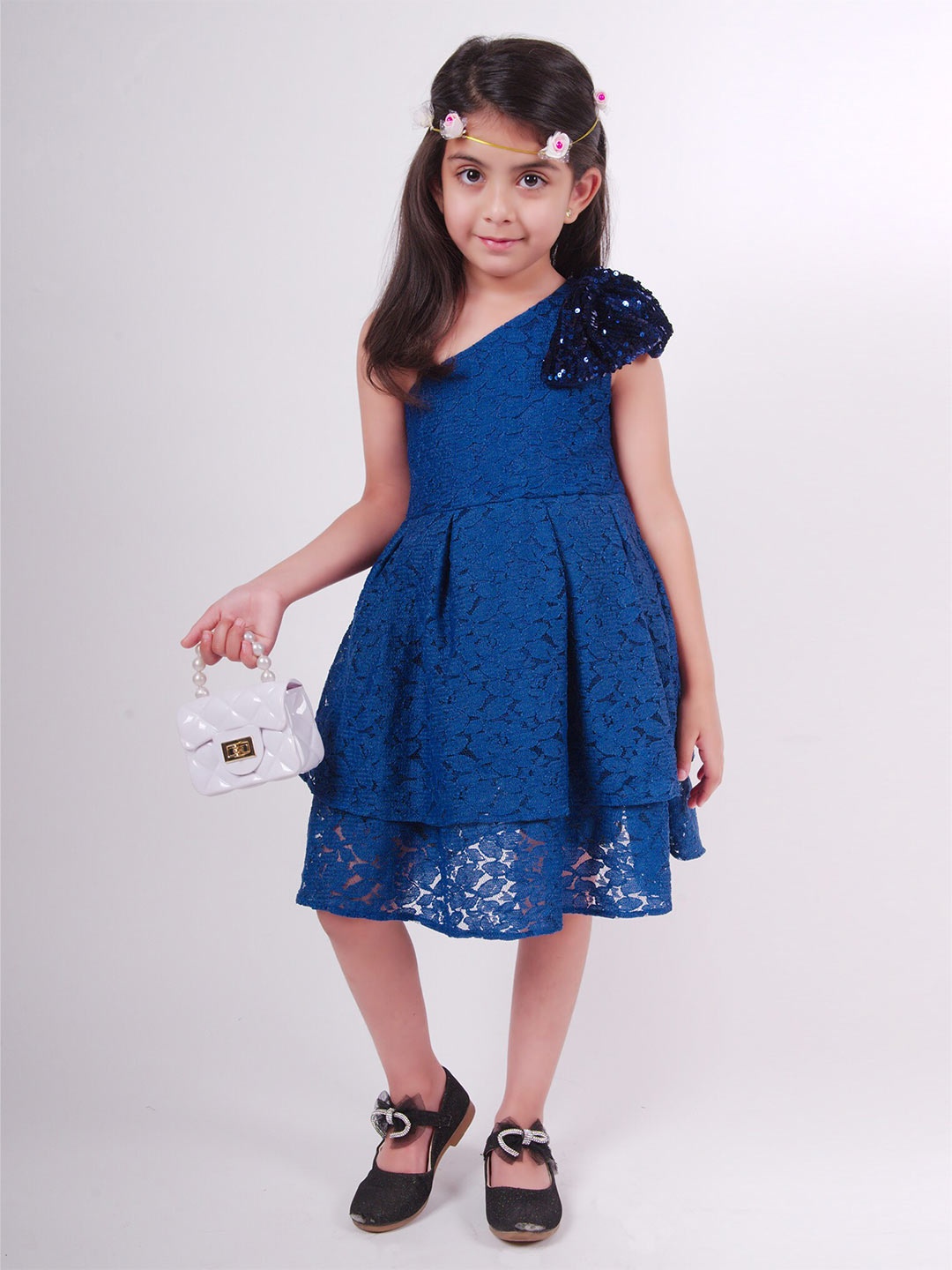 

Little Carrot Girls Net A-Line Dress, Blue
